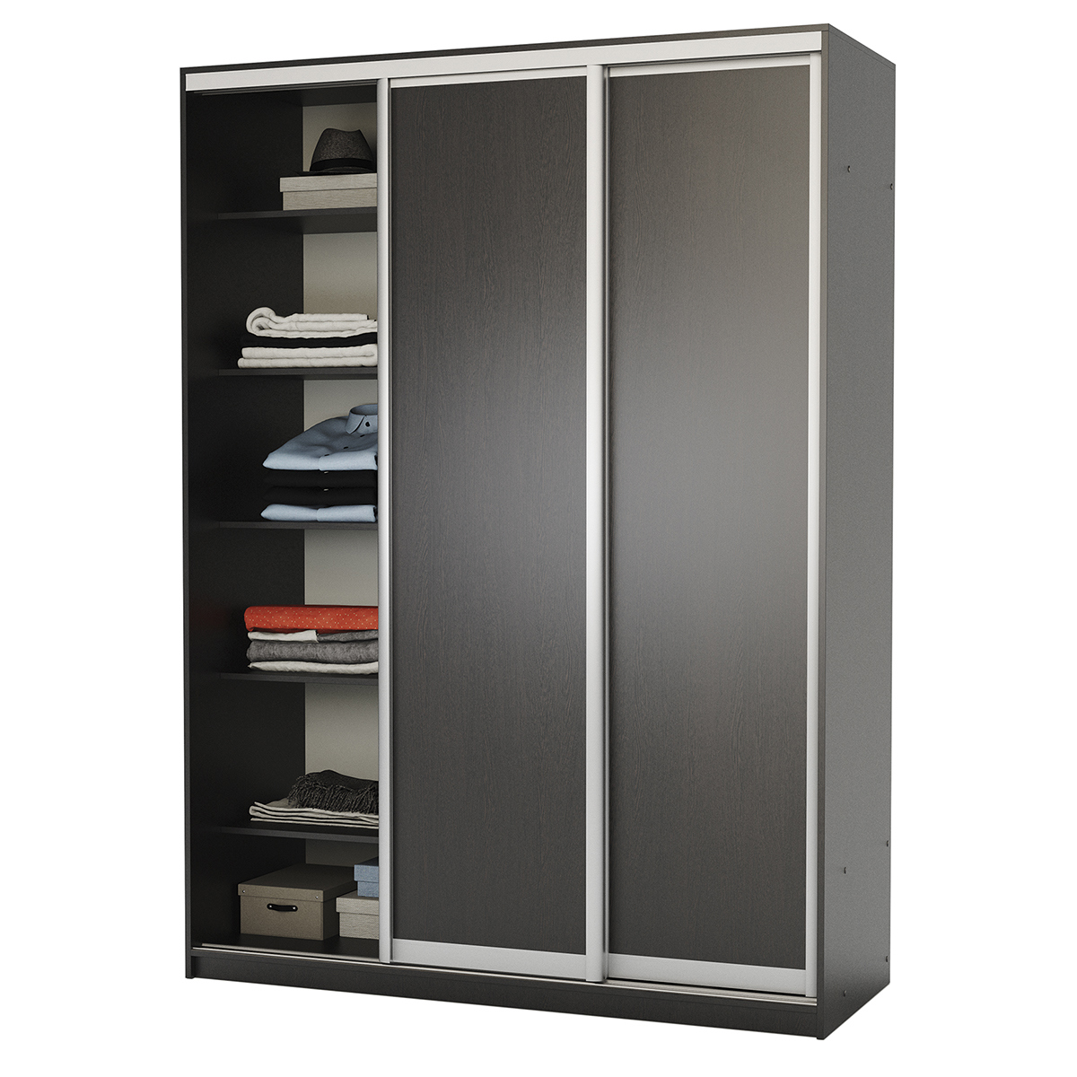 Изображение товара Шкаф-купе Шарм-Дизайн 220x160x60 см 3 двери 7 полок ЛДСП цвет венге