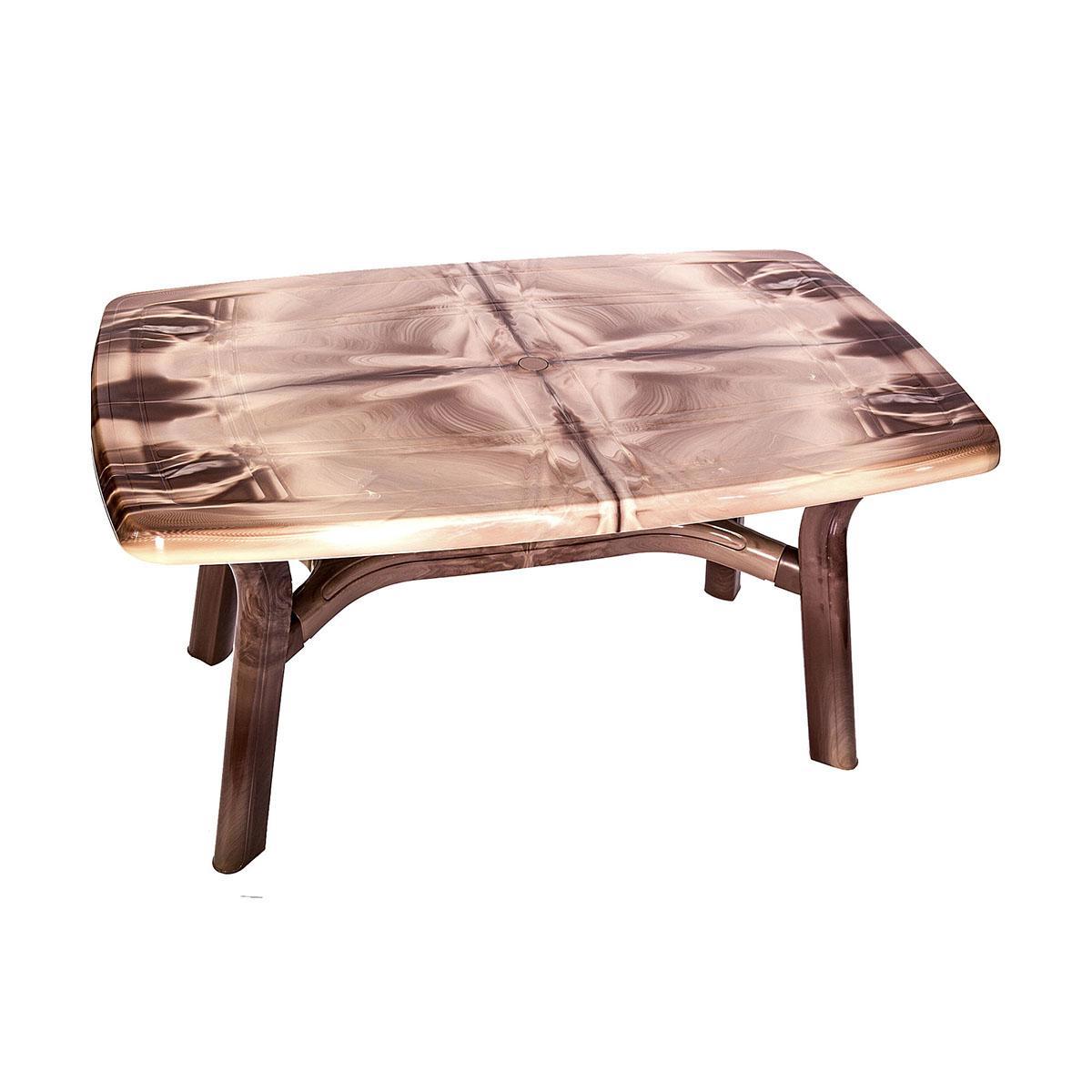 Изображение товара Нераздвижной пластиковый садовый стол Премиум 140х85 см коричневый