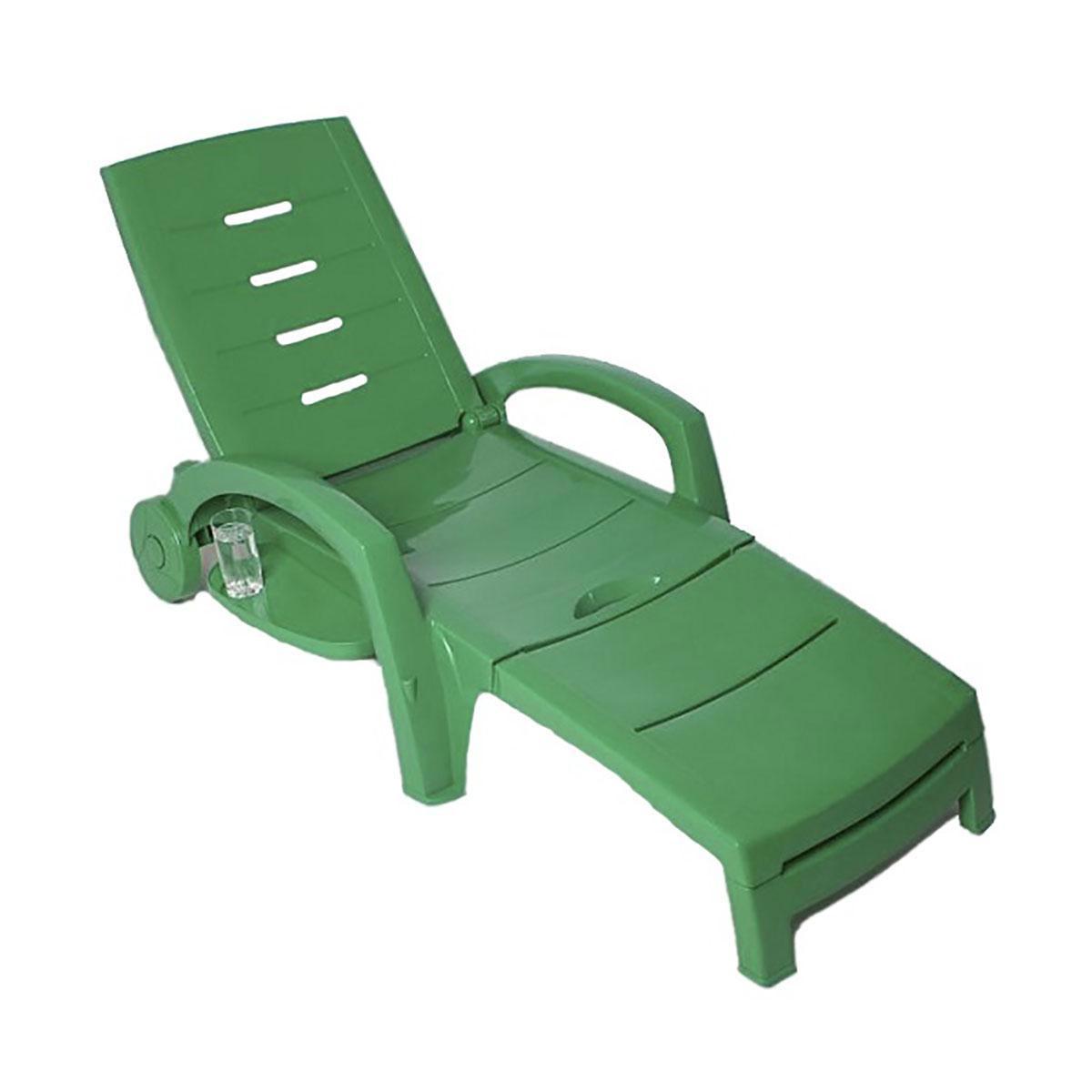 Изображение товара Шезлонг пластиковый складной с колесами и регулируемой спинкой 217557