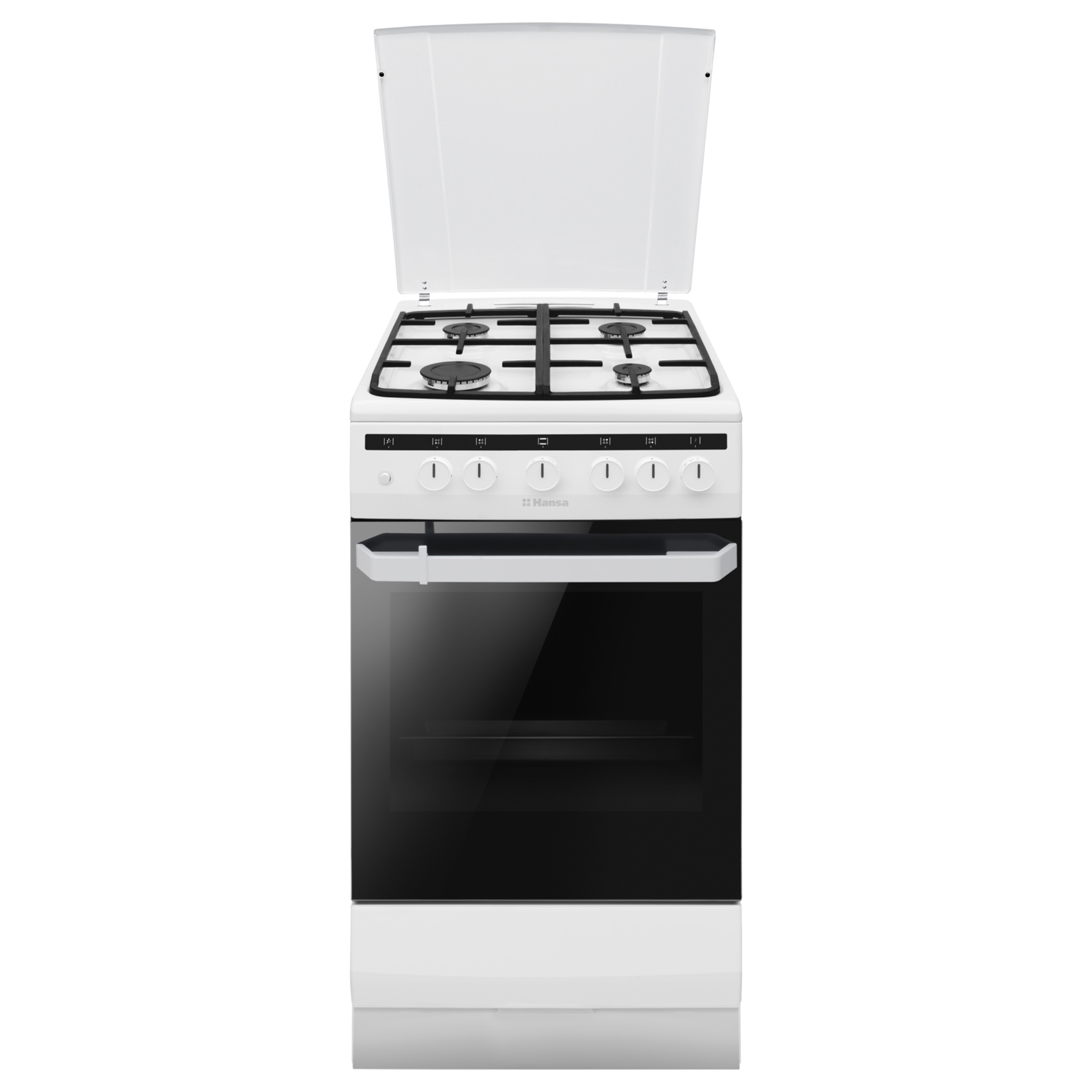Изображение товара Газовая плита с духовкой HANSA FCMW54121 50 см белая с грилем и паровой чисткой