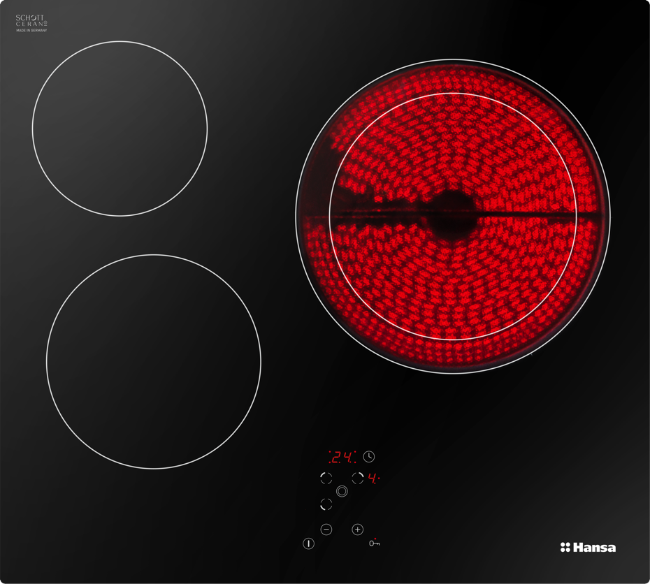 Изображение товара Электрическая варочная панель Hansa BHC66206 3 конфорки стеклокерамика черный