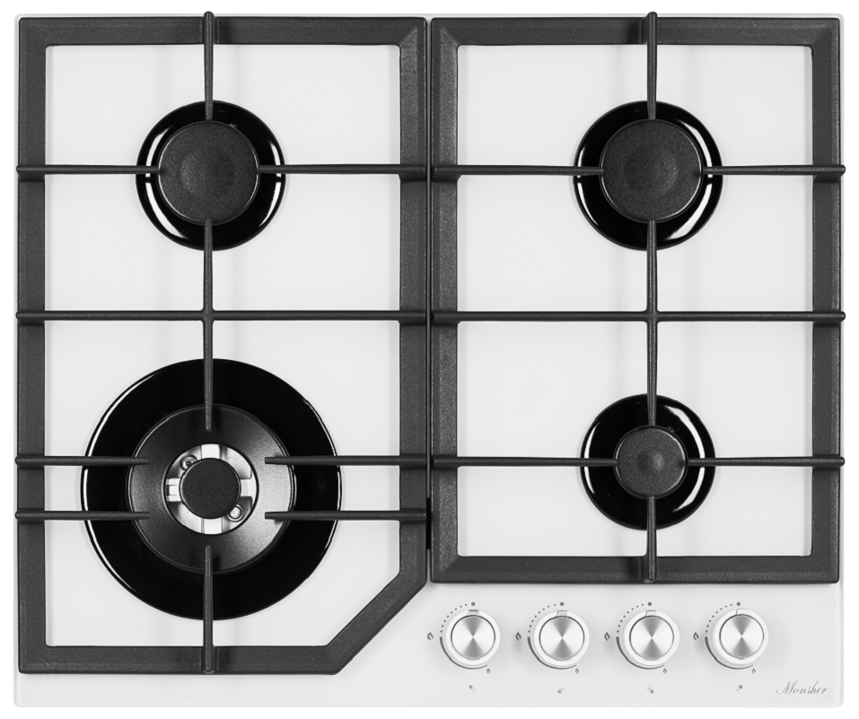 Изображение товара Газовая варочная панель Monsher MGG 60 Blanc 4 конфорки белая
