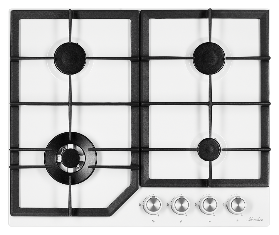 Изображение товара Газовая варочная панель Monsher MSG 60 Blanc 4 конфорки встройка белый