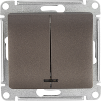 Изображение товара Выключатель встраиваемый Systeme Electric Glossa 2 клавиши подсветка графит