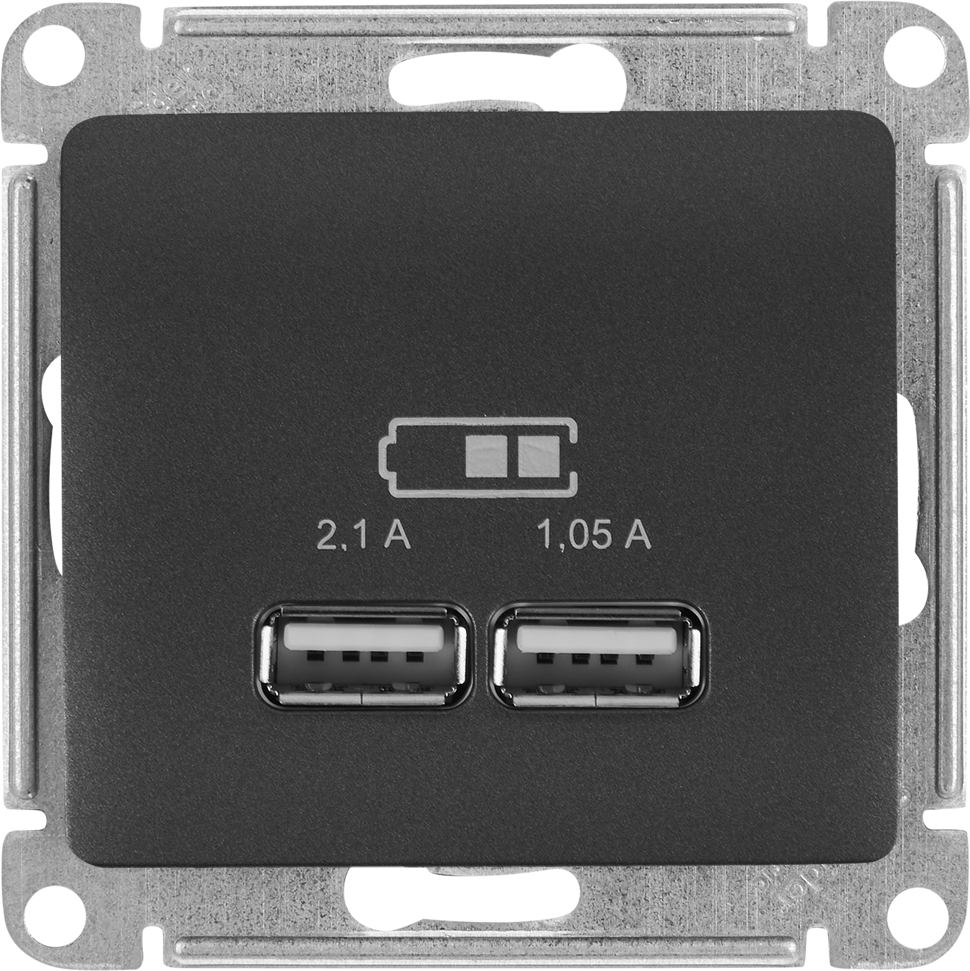 Изображение товара Розетка Systeme Electric Glossa USB встраиваемая цвет графитовый