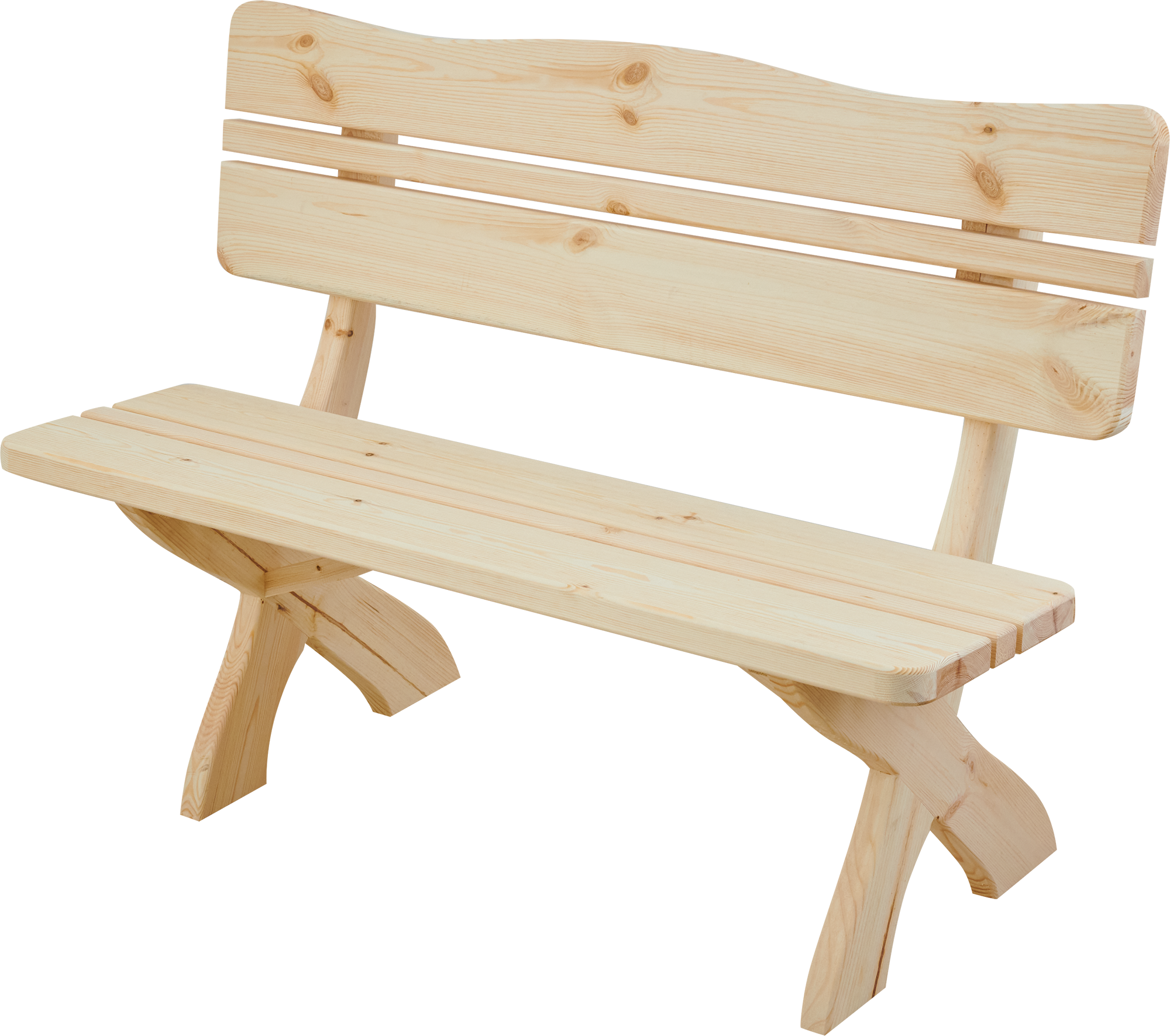 Изображение товара Садовая скамья со спинкой из сосны 1200x330x460 мм натуральная