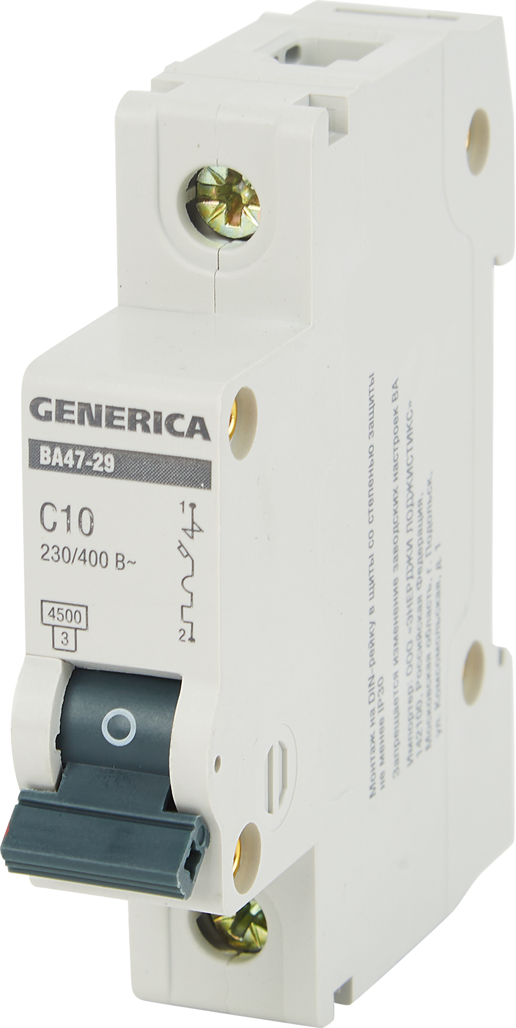 Изображение товара Автоматический выключатель Generica ВА47-29 1P 10 А 4,5 кА Китай