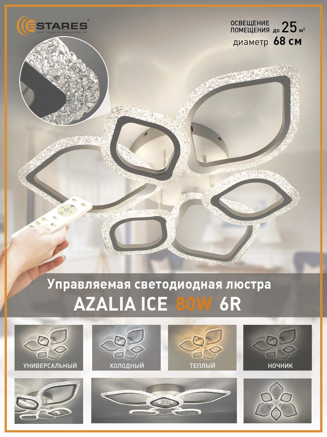 Изображение товара Светодиодная люстра потолочная Estares AZALIA с пультом управления 20 м² белый