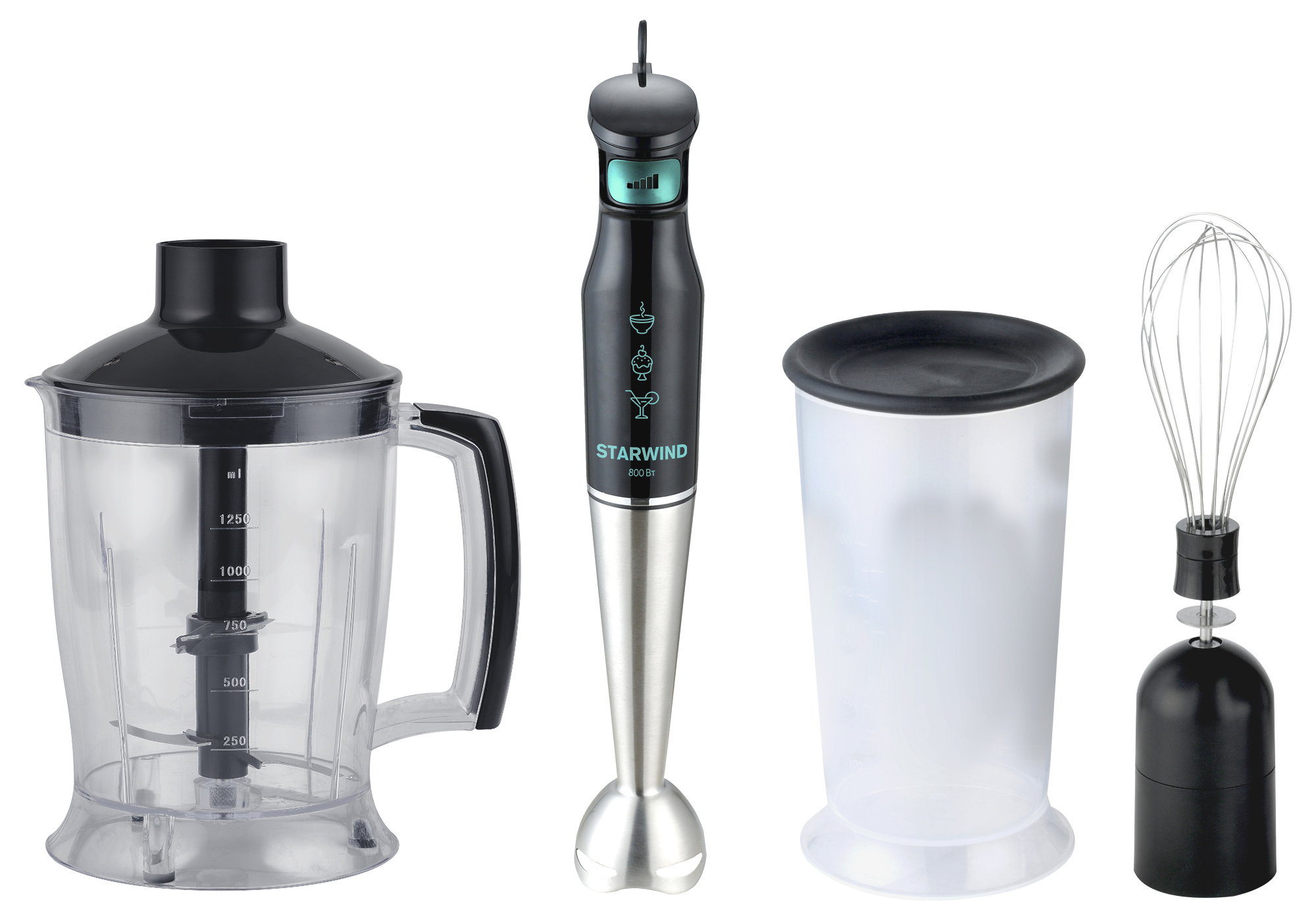 Изображение товара Погружной блендер STARWIND SBP2412b 800Вт 5 скоростей темно-серый
