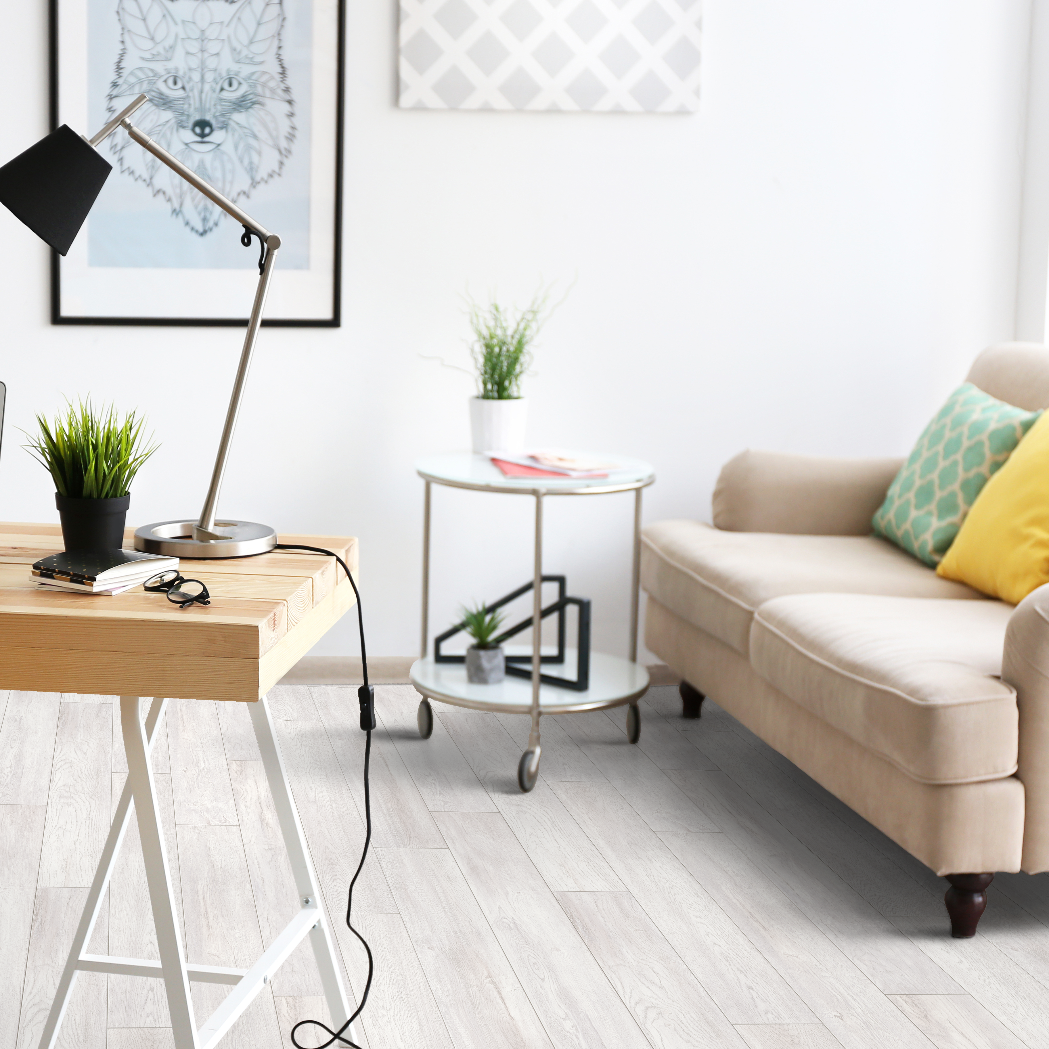 Изображение товара Линолеум Дуб Тавридский 22 класс 3.5 м белый структурированный для дома и офиса