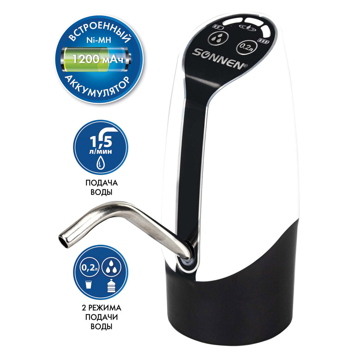 Изображение товара Электрическая помпа для воды SONNEN EWD152W 1,5 л/мин два режима аккумулятор