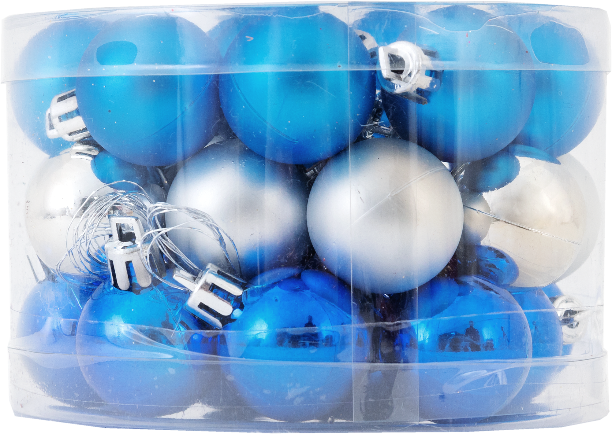 Изображение товара Набор ёлочных шаров 36 шт. 3 см синий и серебристый для новогоднего украшения