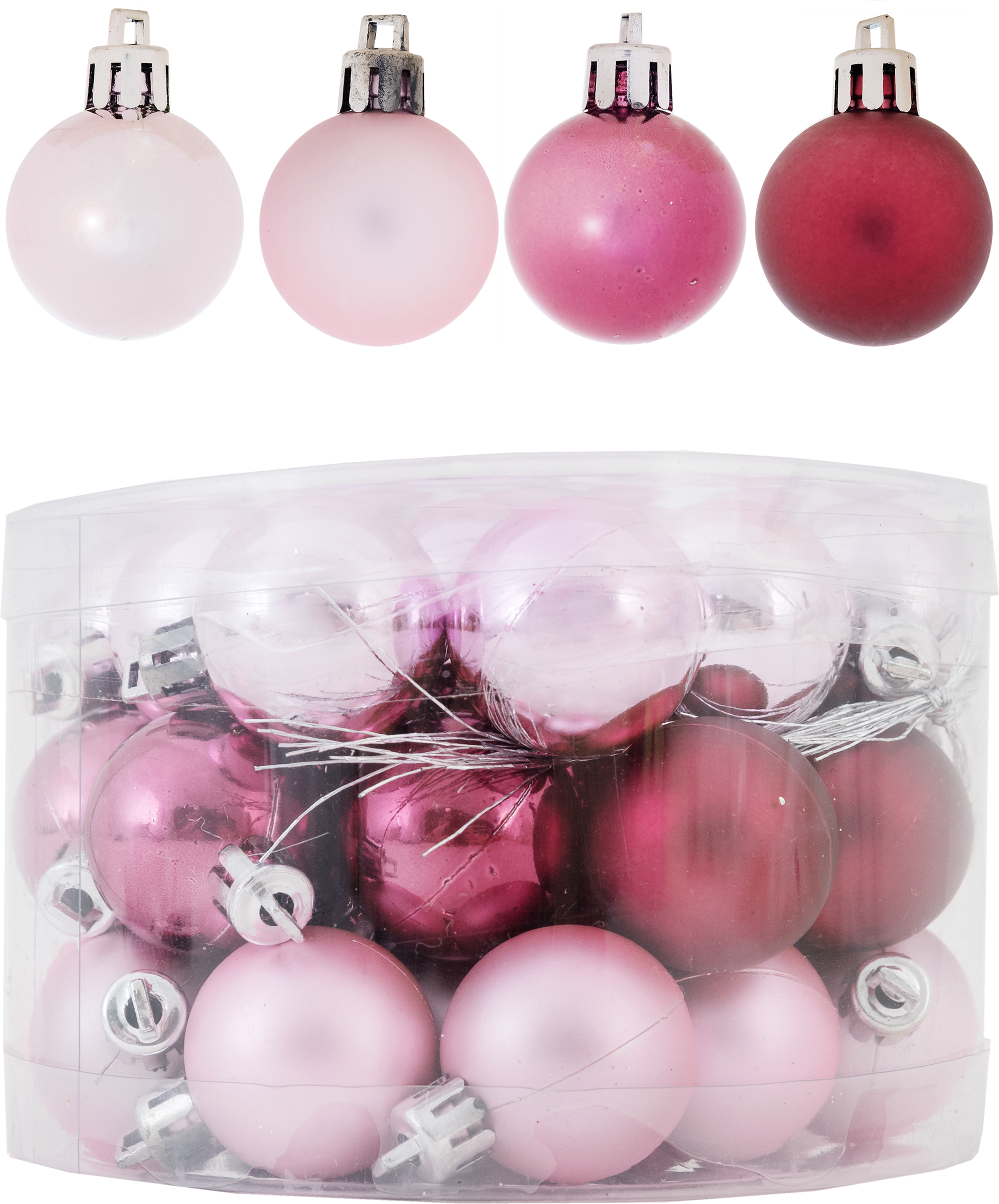 Изображение товара Набор ёлочных шаров 36 шт. розовый и серебристый 3 см праздничные украшения