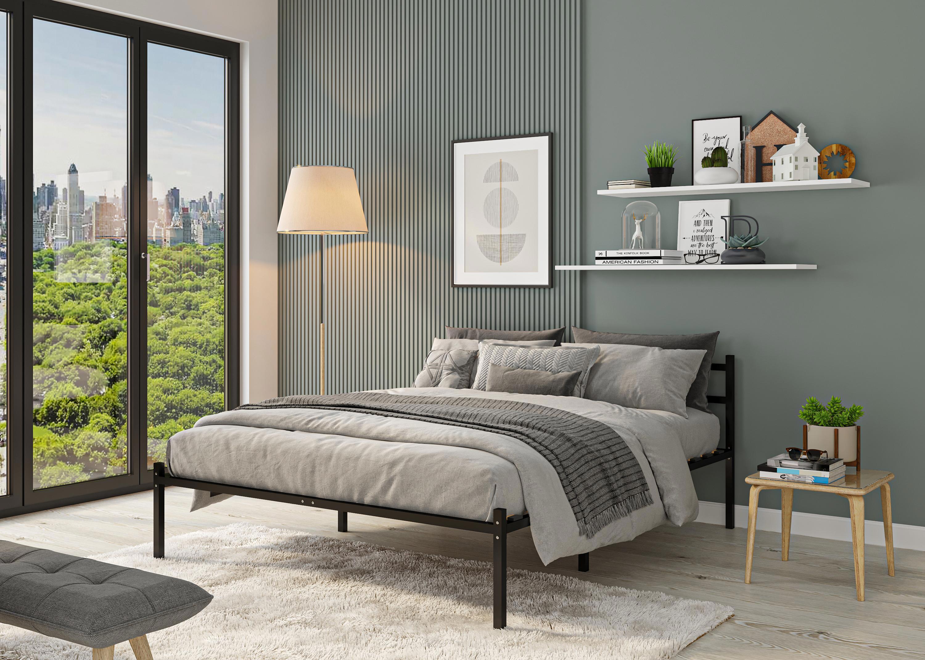 Изображение товара Кровать Элимет разборная с опорами и спинкой черного цвета