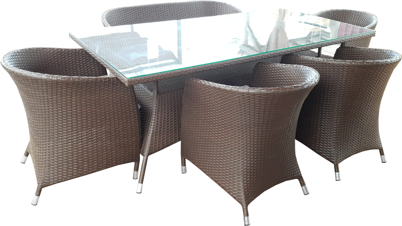 Изображение товара Набор садовой мебели Verona из ротанга металла и стекла 6 мест мокко