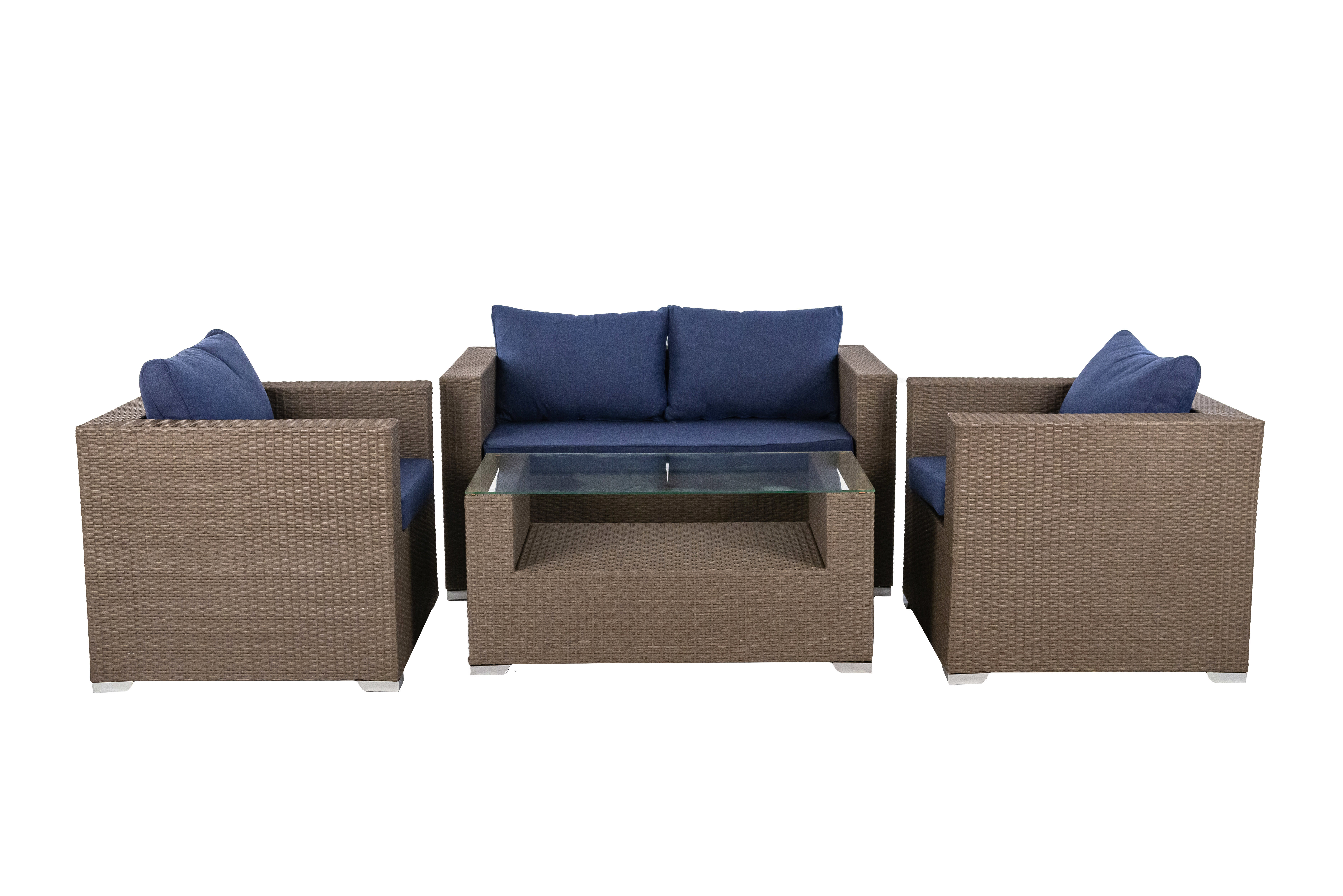 Изображение товара Набор садовой мебели Grand искусственный ротанг/стекло серый