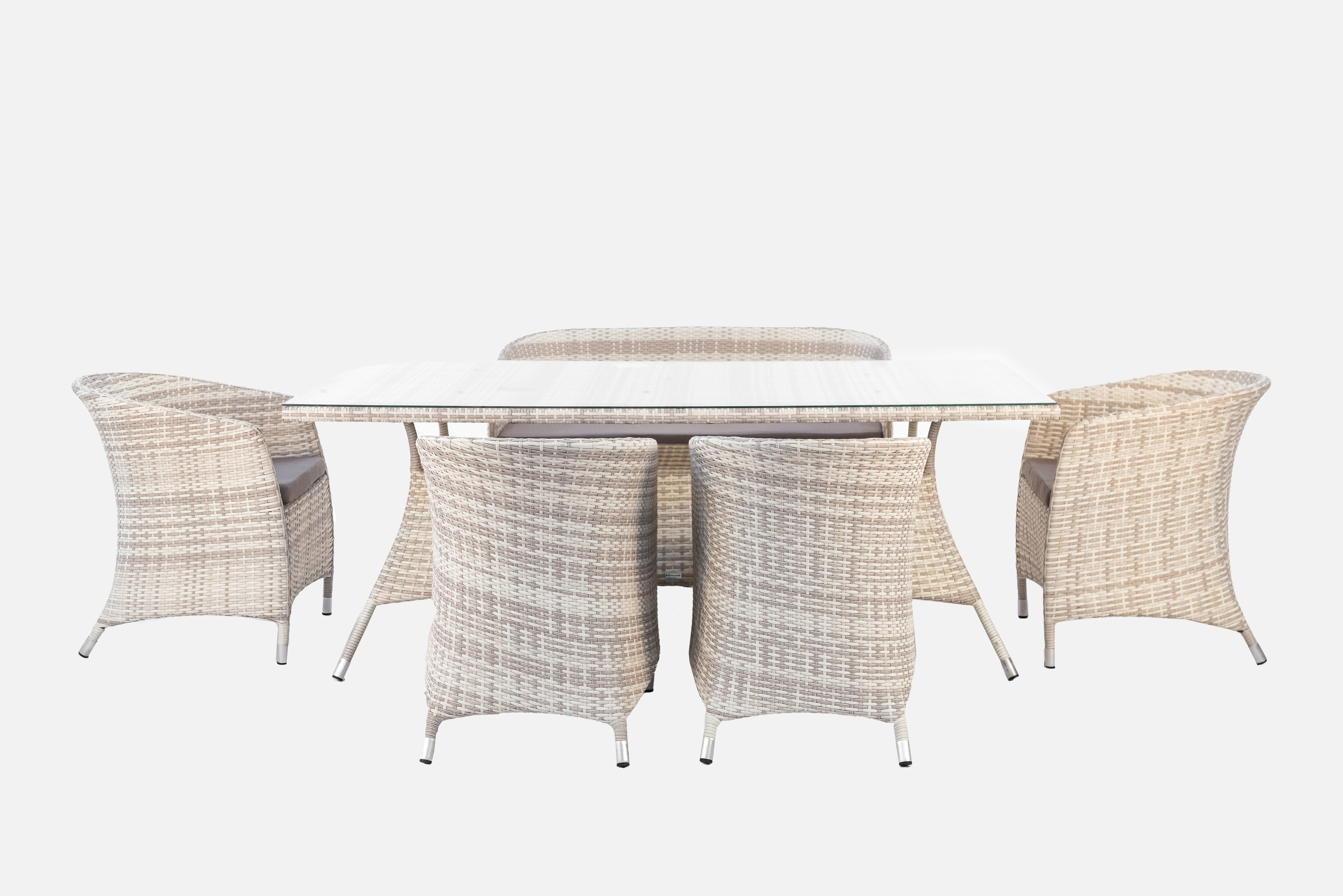 Изображение товара Набор садовой мебели Verona из искусственного ротанга металл стекло для террасы 6 мест