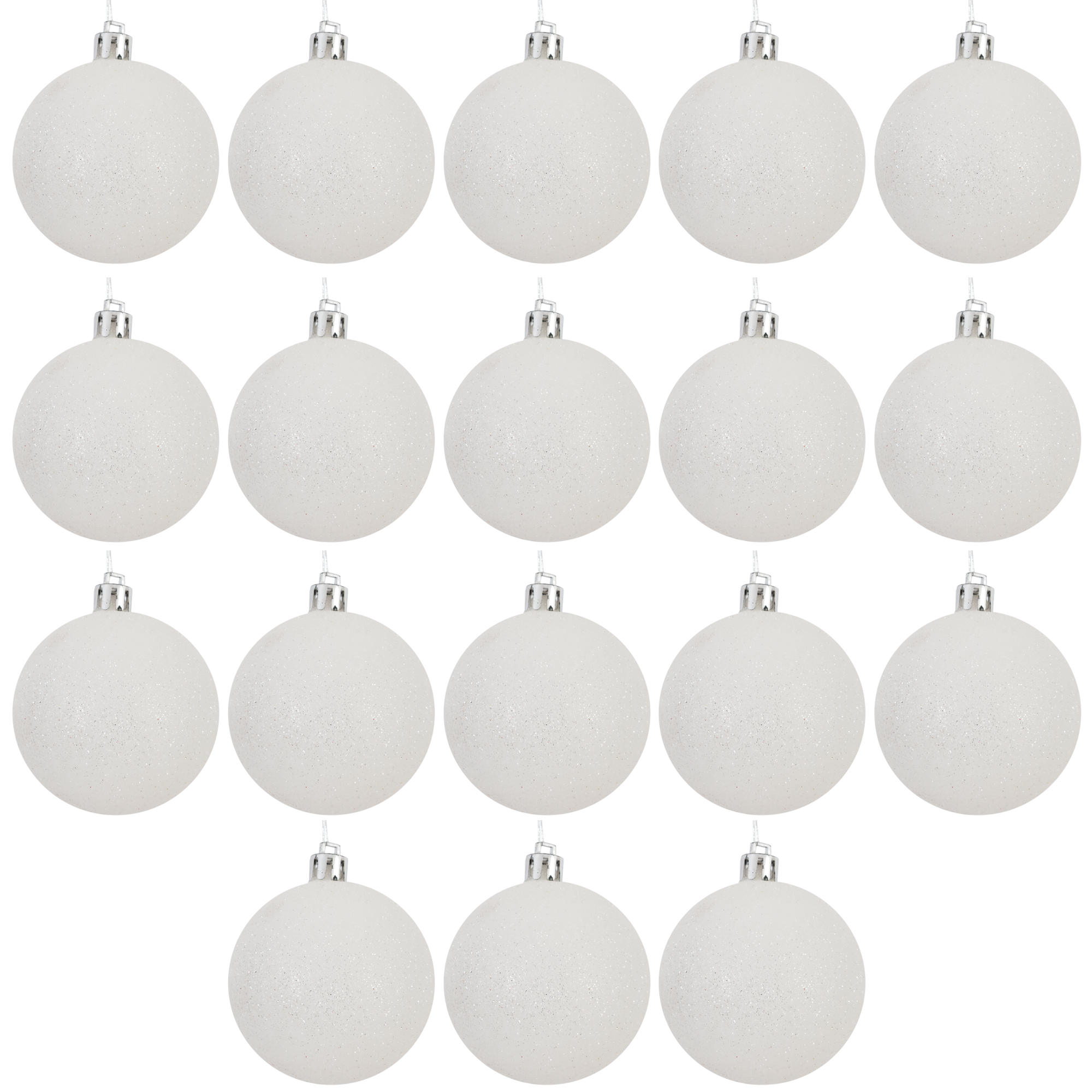 Изображение товара Набор елочных шаров ø6 см 18 шт пластиковые белые с блестками