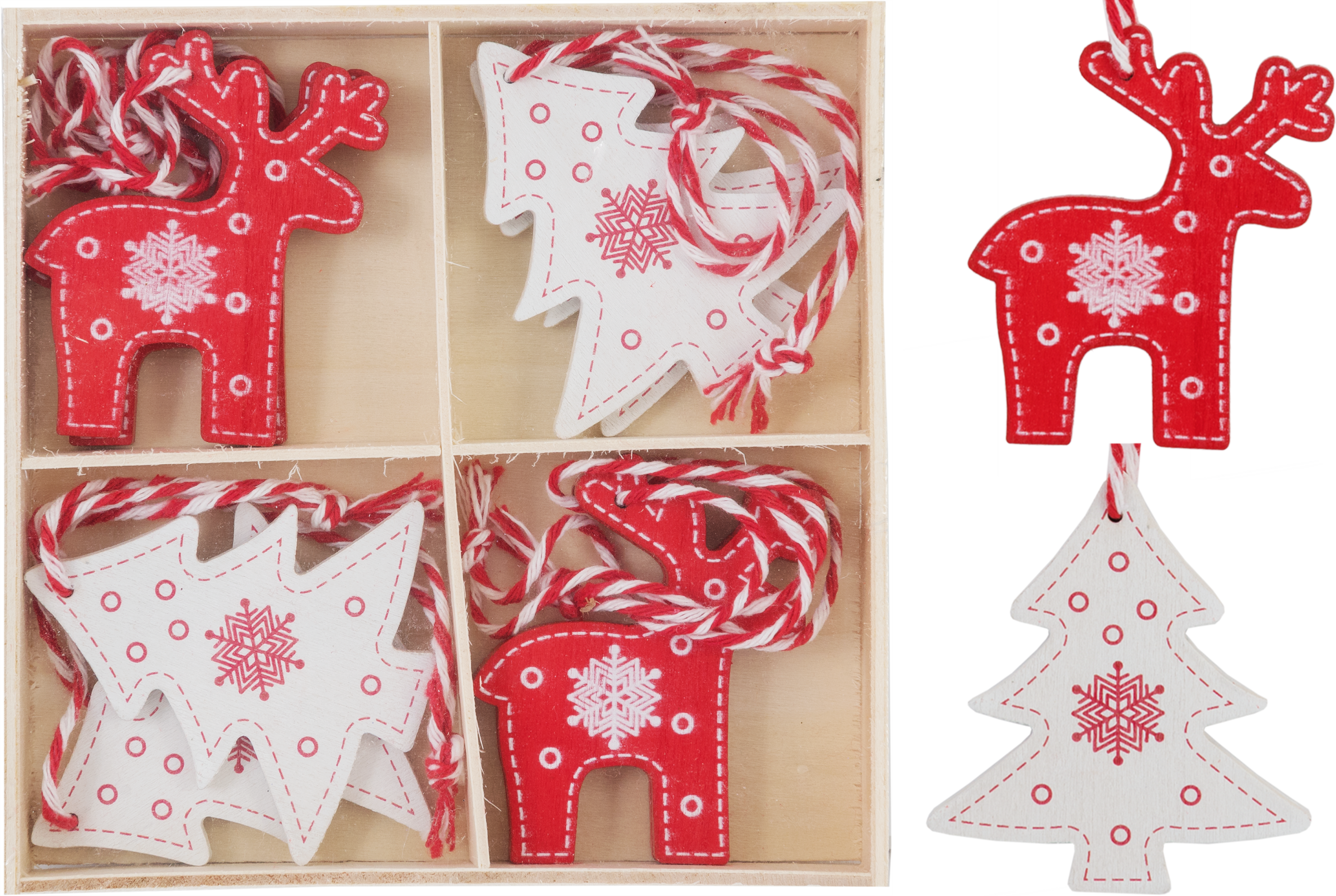 Изображение товара Елочная игрушка Олени 8 шт деревянные яркие украшения для елки