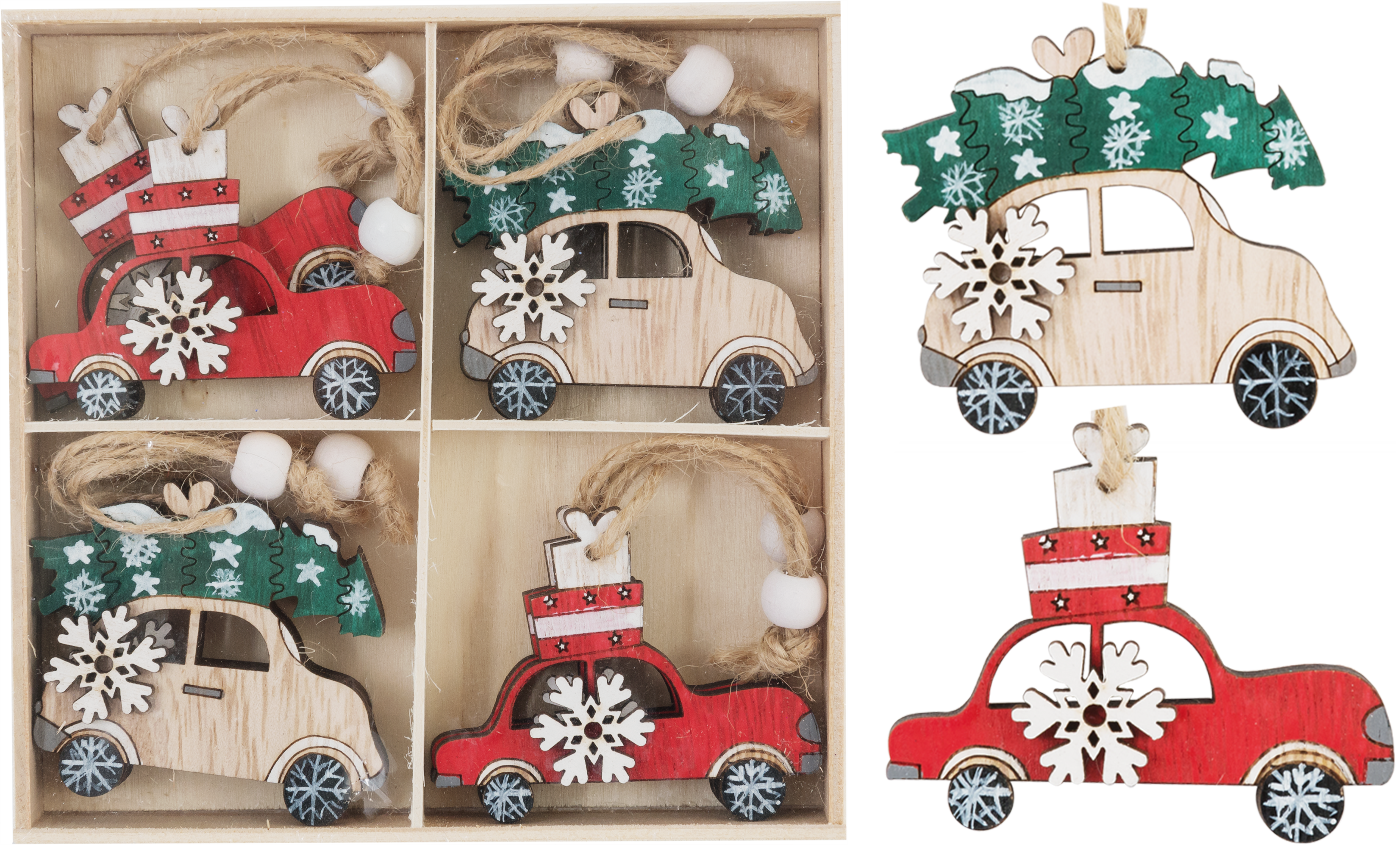 Изображение товара Елочная игрушка Машинки набор 8 шт яркая пластиковая украшение для елки