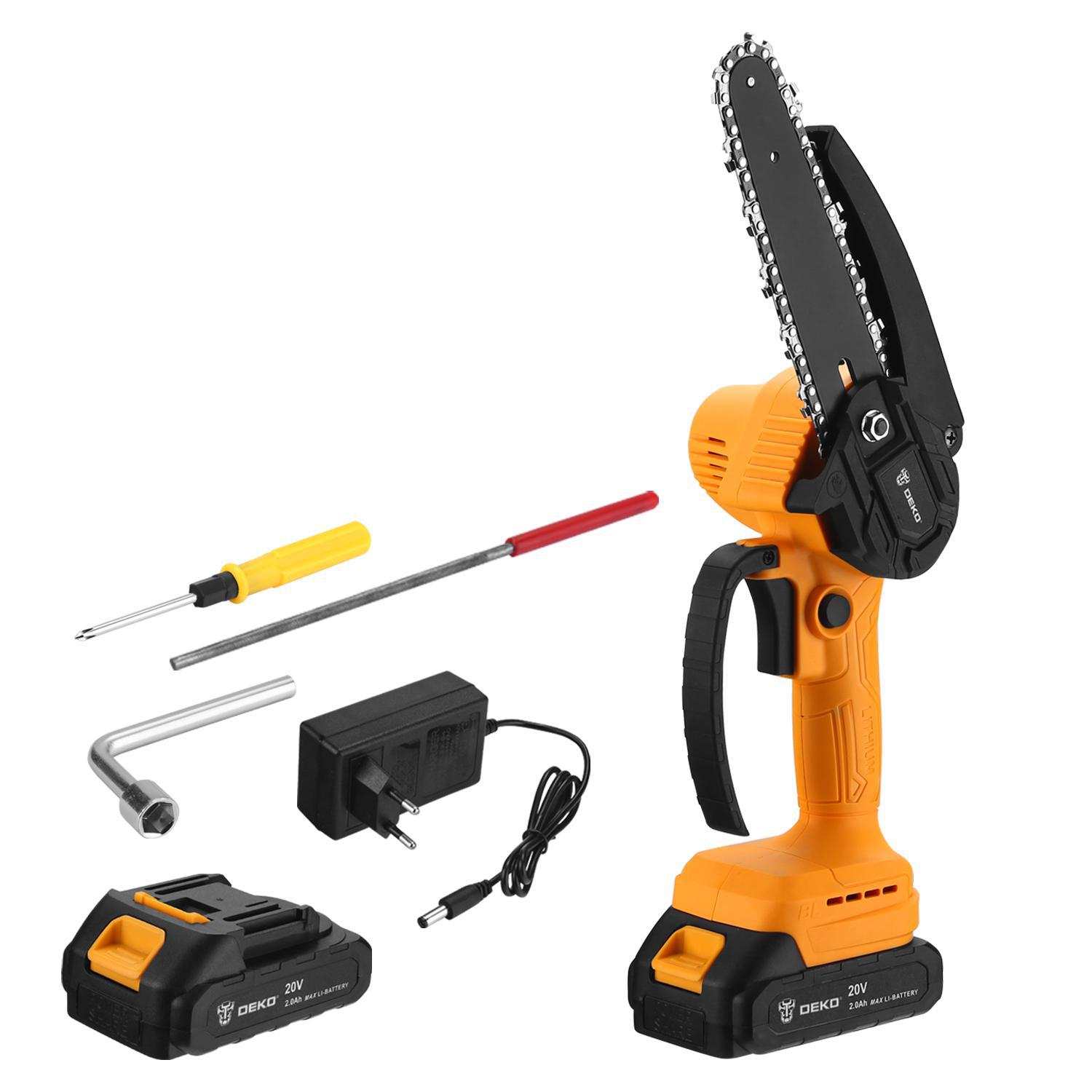 Изображение товара Аккумуляторная цепная пила Deko DKCHS 20-6 20 В 15 см комплект аккумуляторов