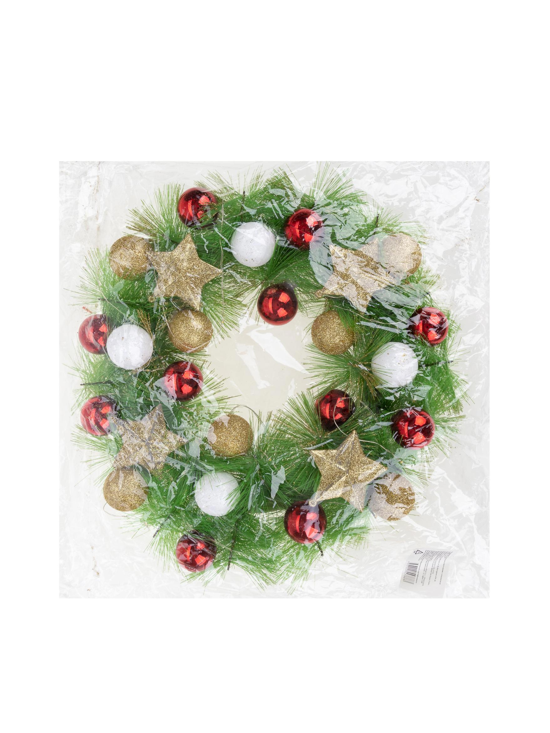 Изображение товара Рождественский венок с подсветкой ø 40 см зеленый праздничный декор для интерьера и улицы