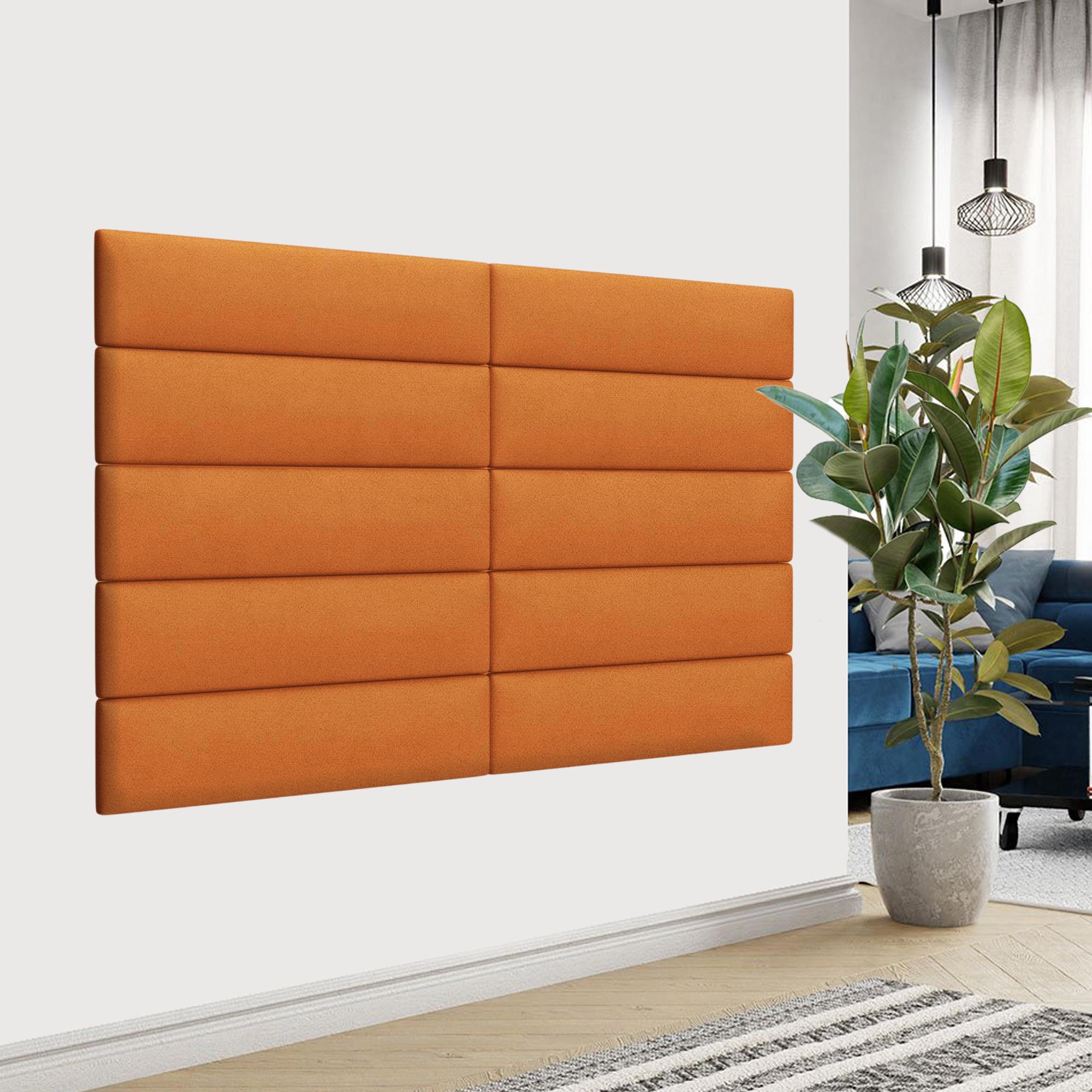Изображение товара Комплект мягких панелей Tartilla прямоугольник велюр цвет оранжевый 600х150х35мм 2шт