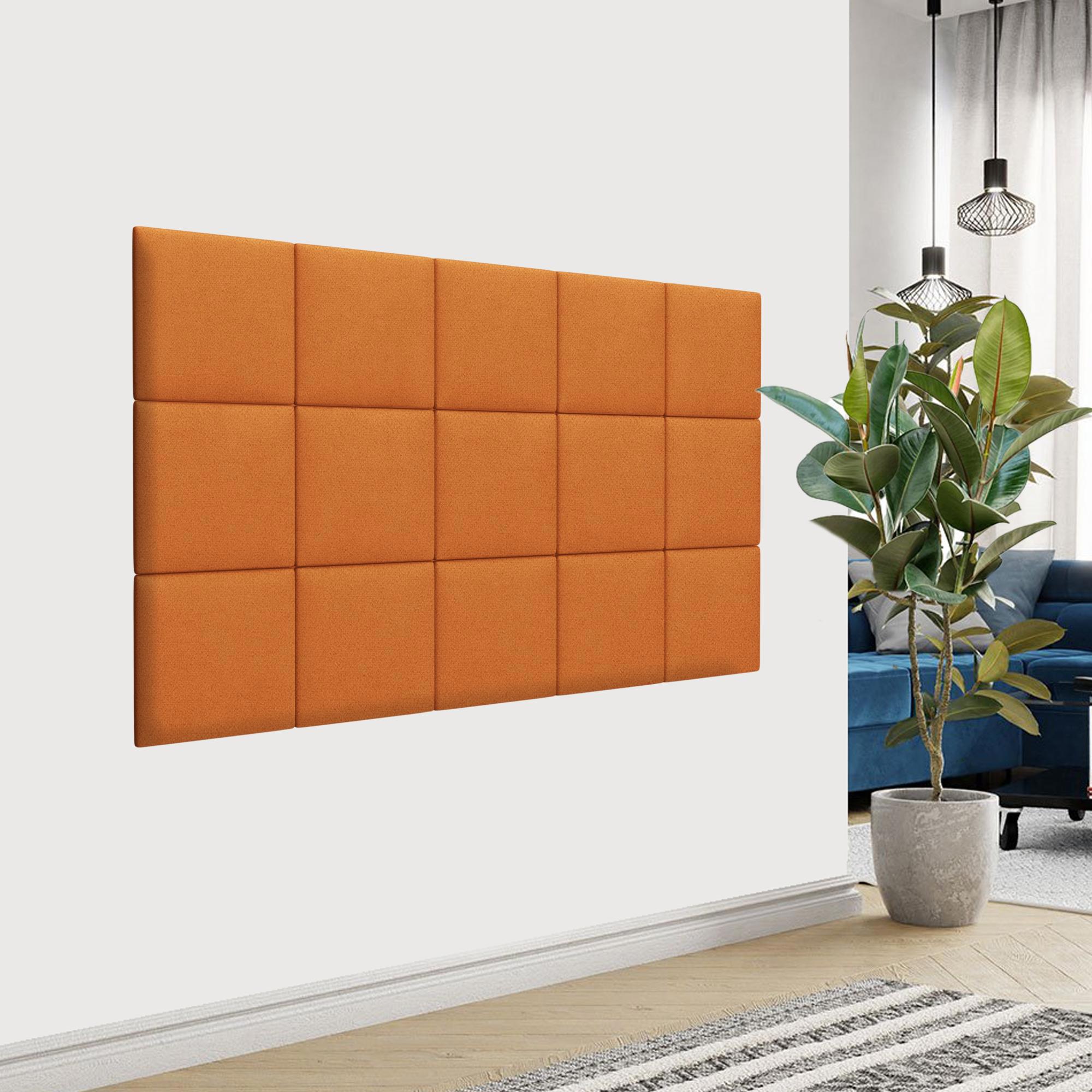 Изображение товара Комплект мягких панелей Tartilla квадрат велюр цвет оранжевый 300х300х35мм 2шт