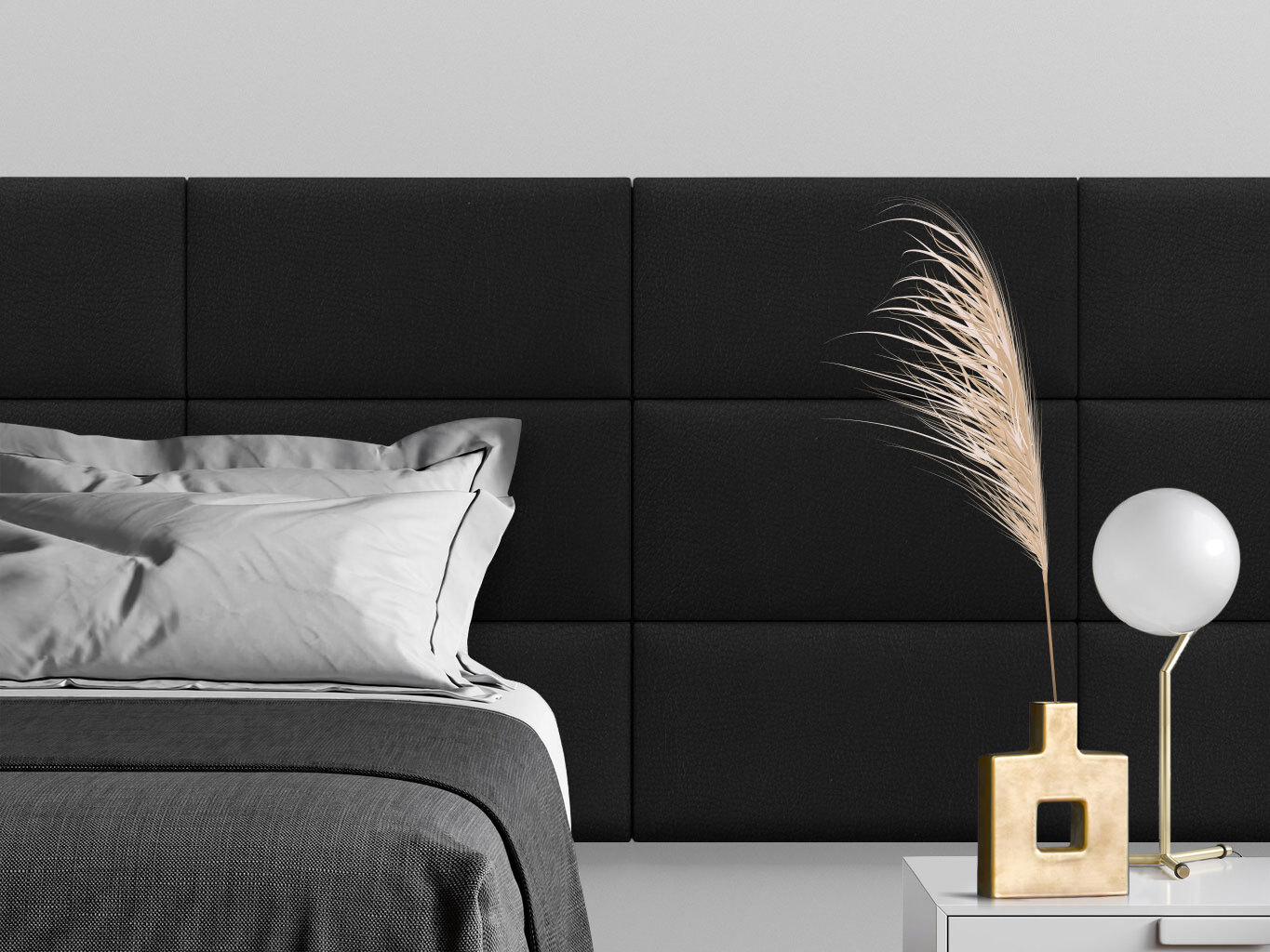 Изображение товара Комплект панелей Tartilla Eco Leather 600x300x35 мм, 4 шт — черный