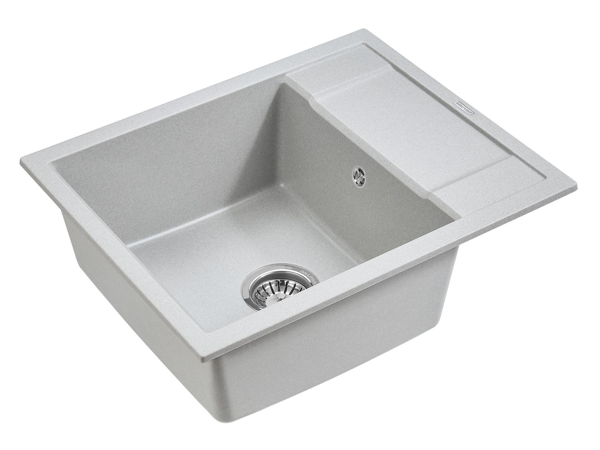 Изображение товара Кухонная мойка Paulmark PM216050-GR Optimum 50x60x20 см кварц цвет серый Изображение товара Кухонная мойка Paulmark PM216050-GR Optimum 50x60x20 см кварц цвет серый
