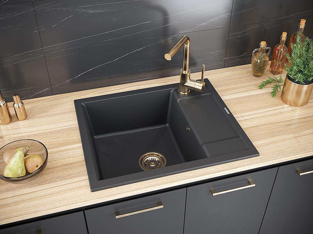 Изображение товара Кухонная мойка Paulmark PM216050-BLM Optimum 50x60x20 см кварц цвет черный