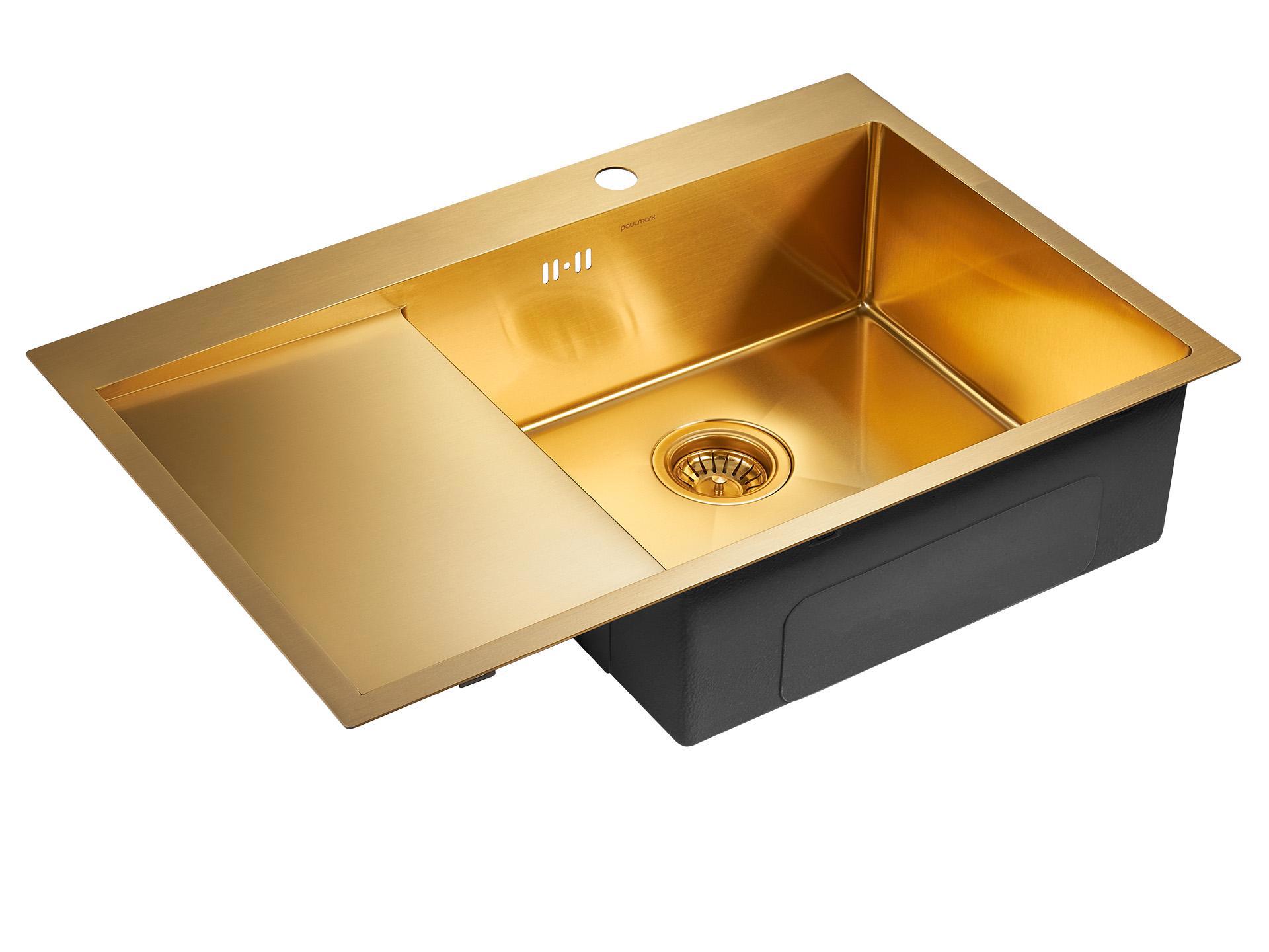 Изображение товара Кухонная мойка Paulmark PM217851-BGR Atlan 78x51x20 см нержавеющая сталь цвет золото Изображение товара Кухонная мойка Paulmark PM217851-BGR Atlan 78x51x20 см нержавеющая сталь цвет золото