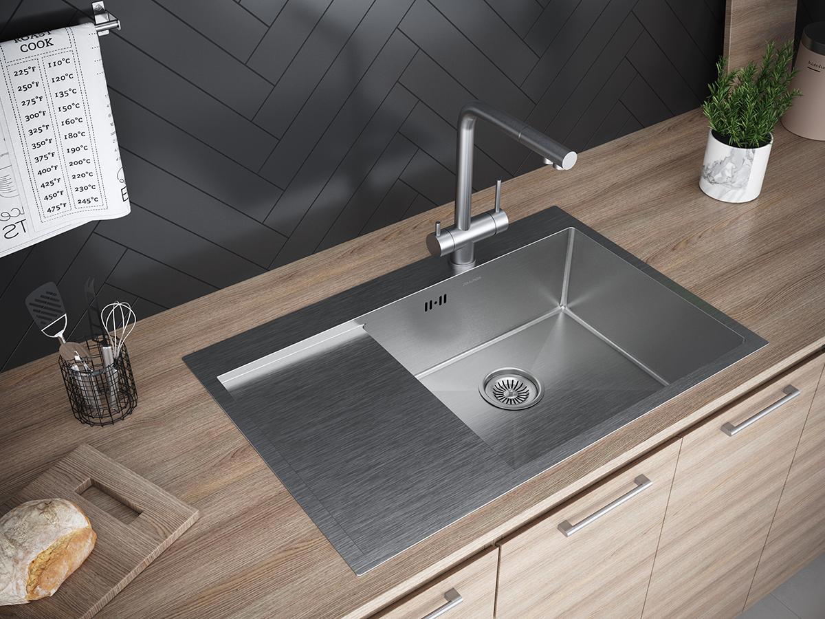 Изображение товара Кухонная мойка Paulmark PM217851-BSR Atlan 78x51x20 см нержавеющая сталь цвет черный Изображение товара Кухонная мойка Paulmark PM217851-BSR Atlan 78x51x20 см нержавеющая сталь цвет черный