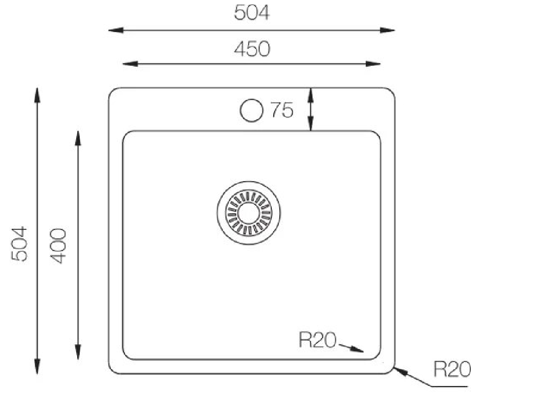 Изображение товара Врезная мойка Topzero Micro 50x54.5x23 см нержавеющая сталь цвет нержавеющая сталь