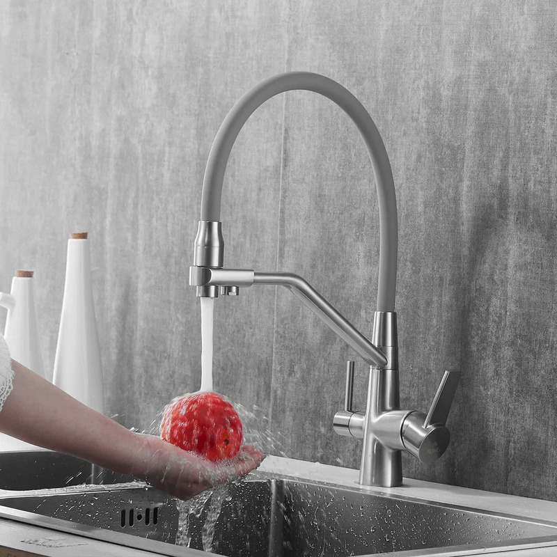 Изображение товара Однорычажный смеситель Rose R558L сатин для кухни с водосберегающим аэраторам