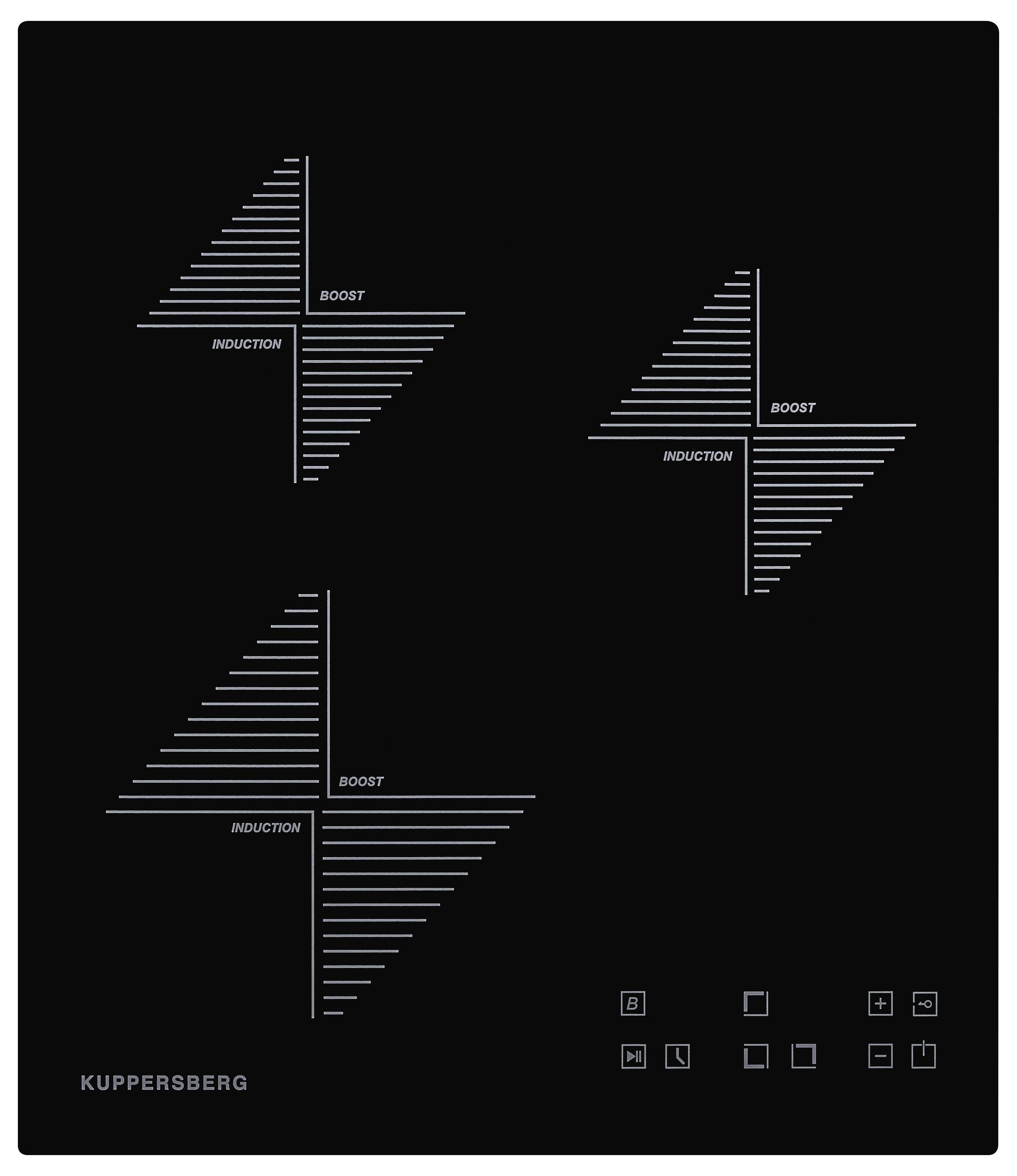 Изображение товара Индукционная варочная панель Kuppersberg ICO 402 45 см 3 конфорки черная