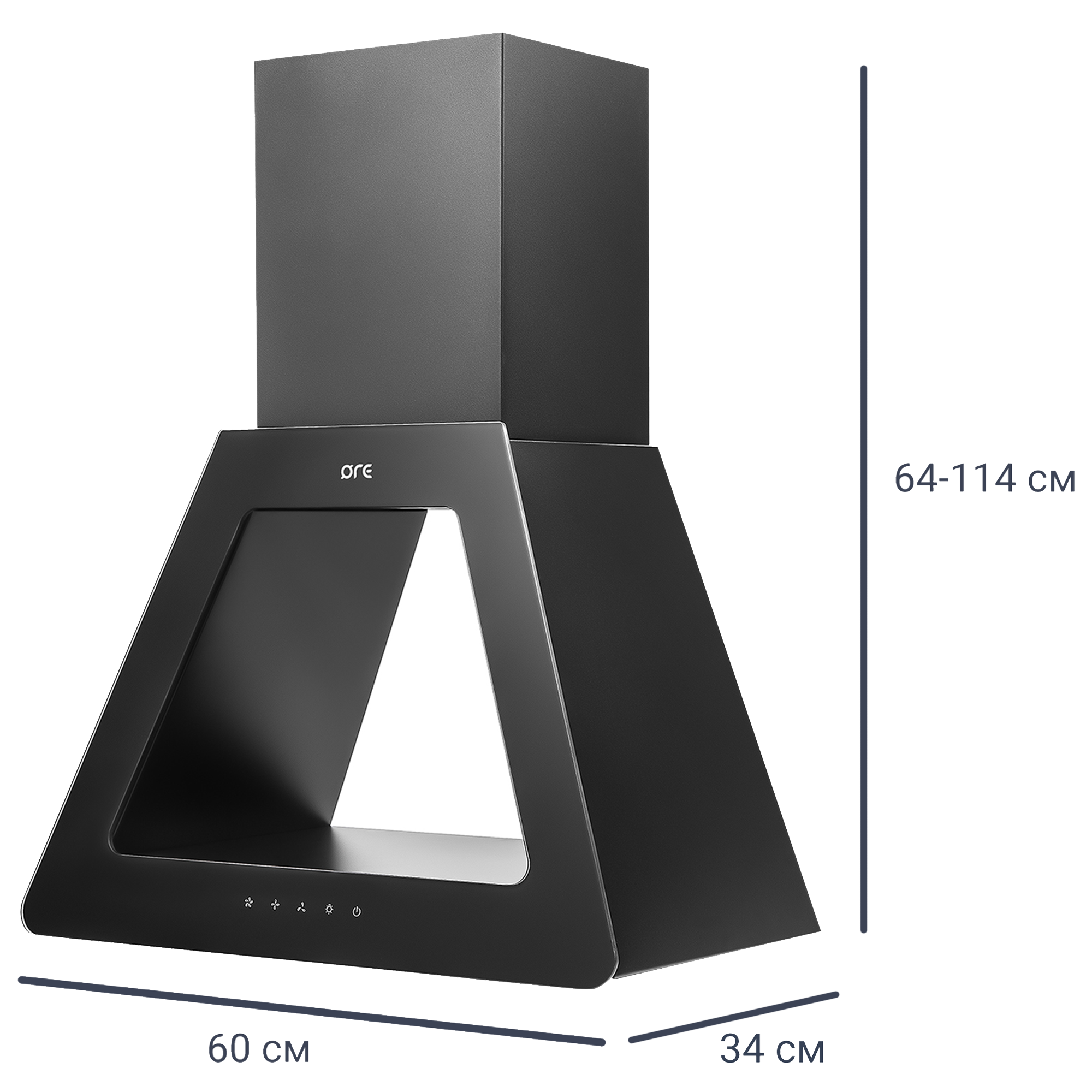 Изображение товара Купольная вытяжка Ore Viking 60 SG черная 60 см отвод