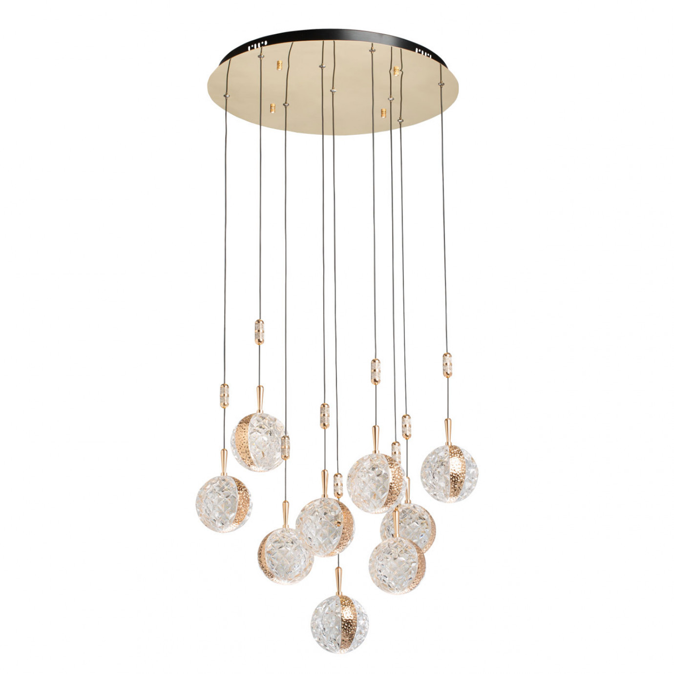 Изображение товара Люстра потолочная DE MARKT 730010509 современный дизайн 9 плафонов тепло белый свет золото