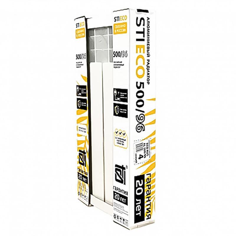 Изображение товара Радиатор аллюминиевый секционный Sti Eco Rus Al 500/96 боковое подключение белый