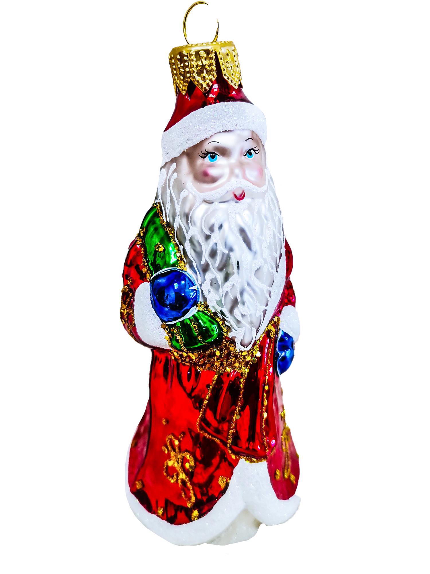 Изображение товара Елочная игрушка Дед мороз с мешком Коломеев АУ-400 14 см х 8 см разноцветный