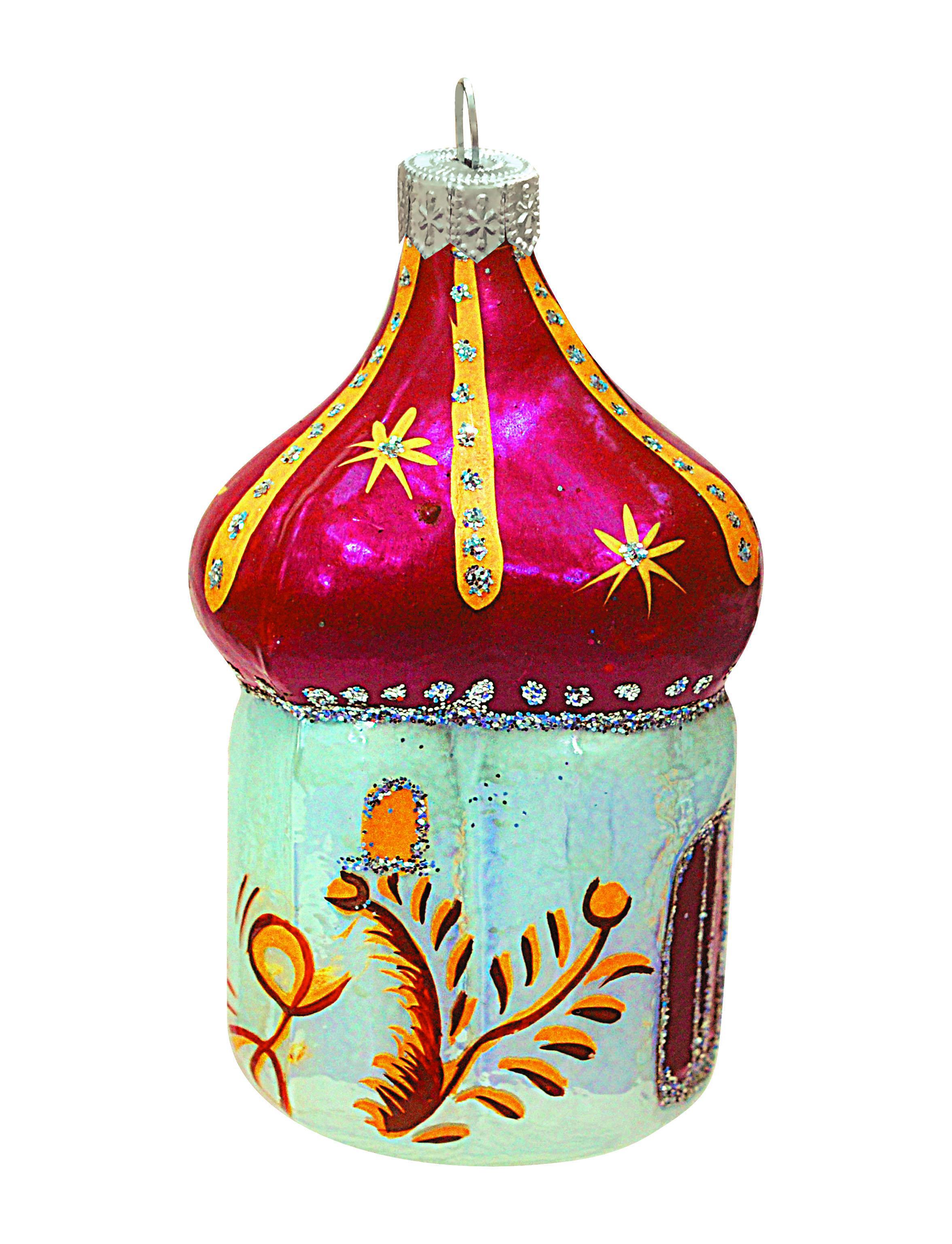 Изображение товара Елочная игрушка Домик-церковь Коломеев 14 см разноцветная ручная роспись