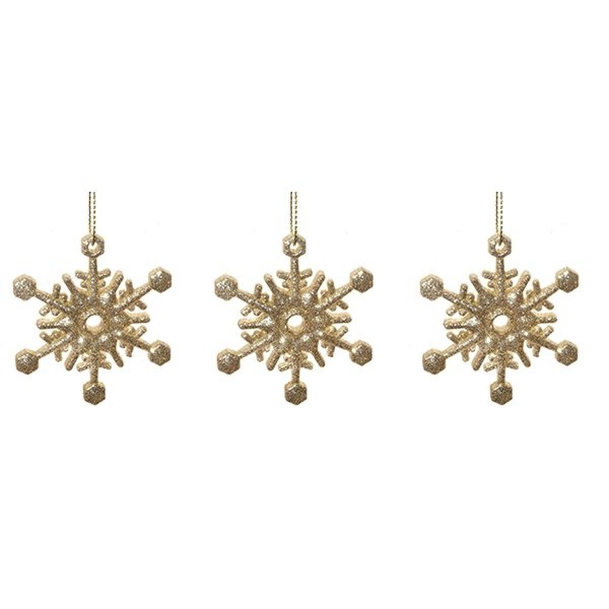 Изображение товара Новогодние украшения снежинки 254597 ПВХ золотое 1x6 см 3 шт