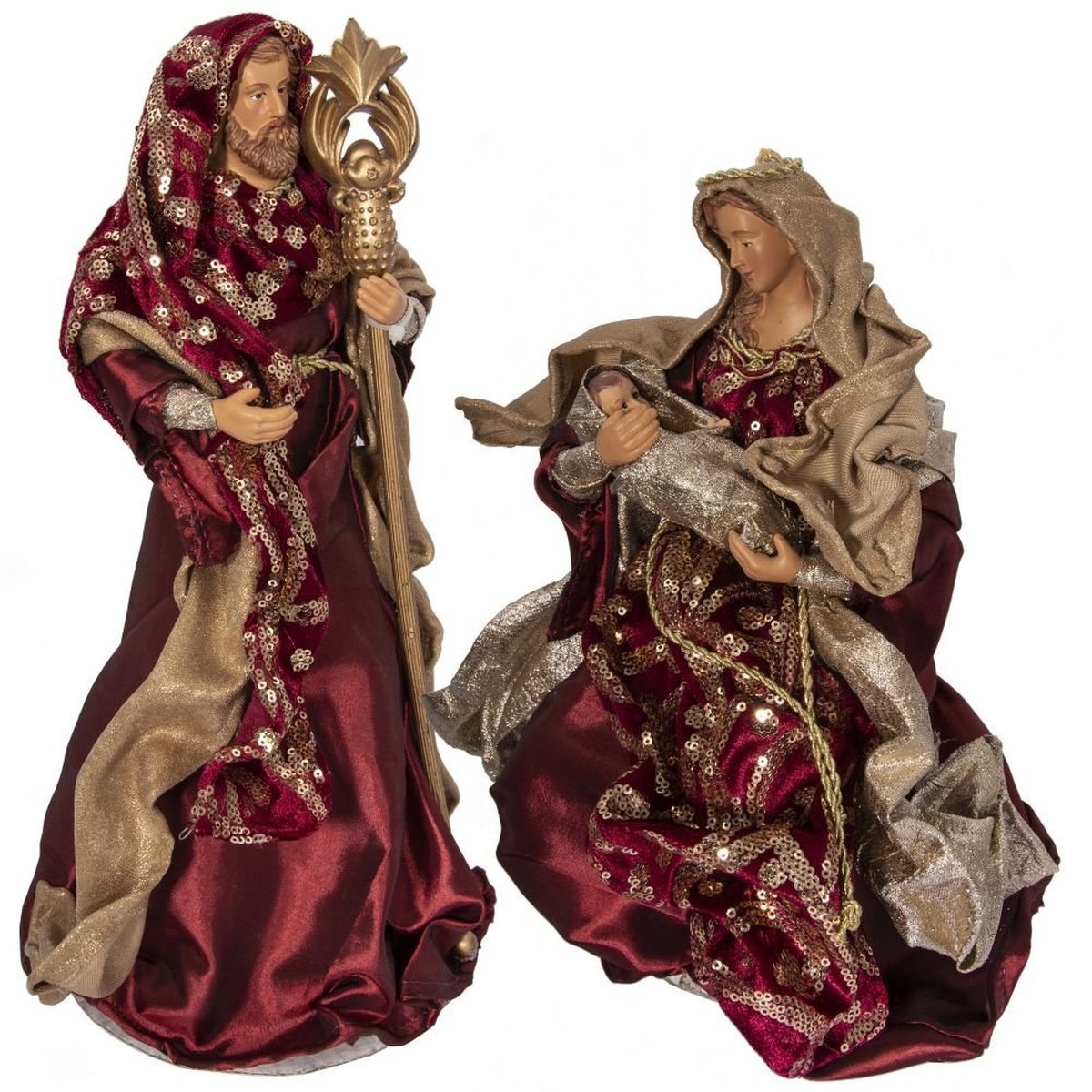 Изображение товара Набор декоративных фигурок Рождение Иисуса 21x39 см бордовое 2 шт
