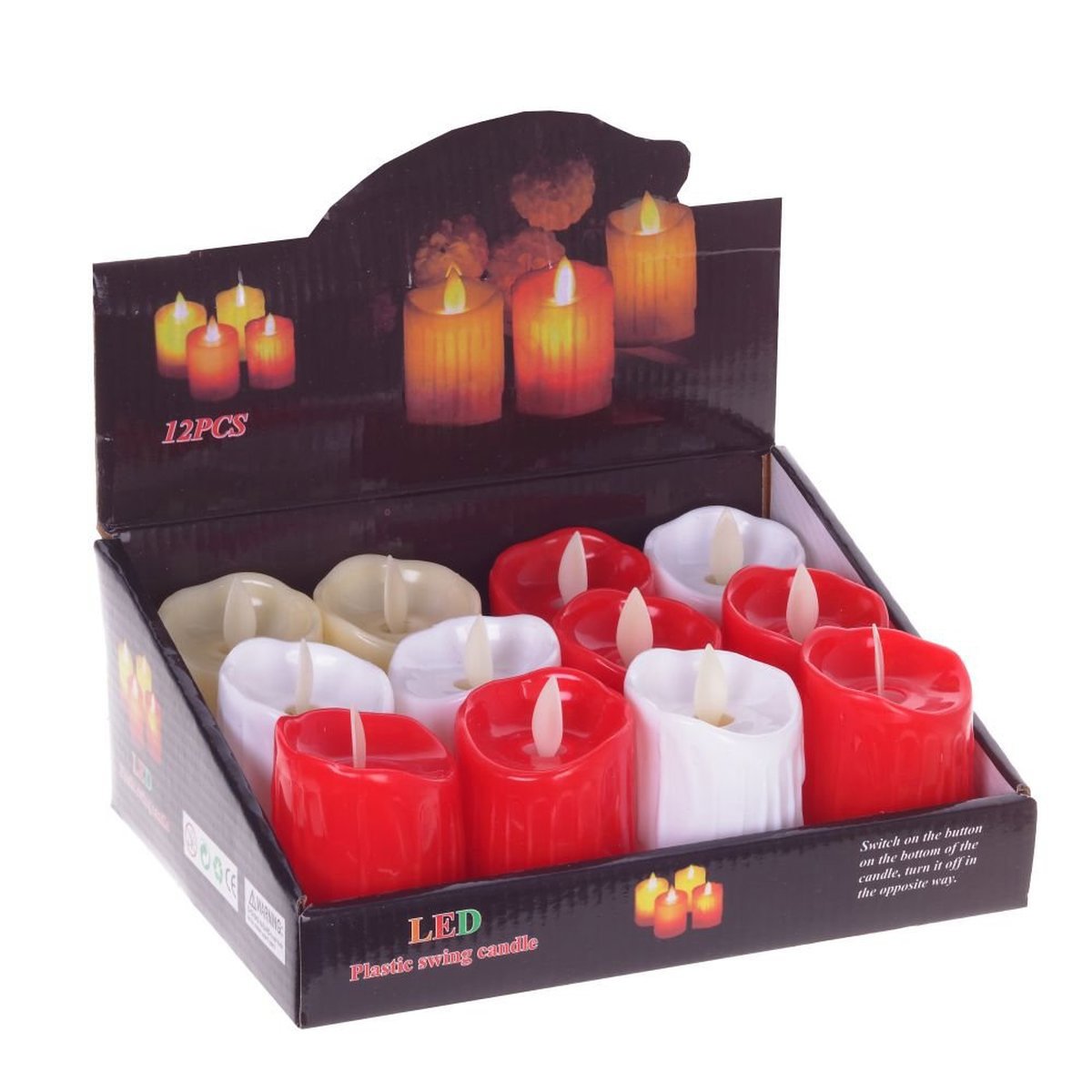 Изображение товара Светящаяся электрическая фигура свеча 12 штук интерьер праздничный дизайн