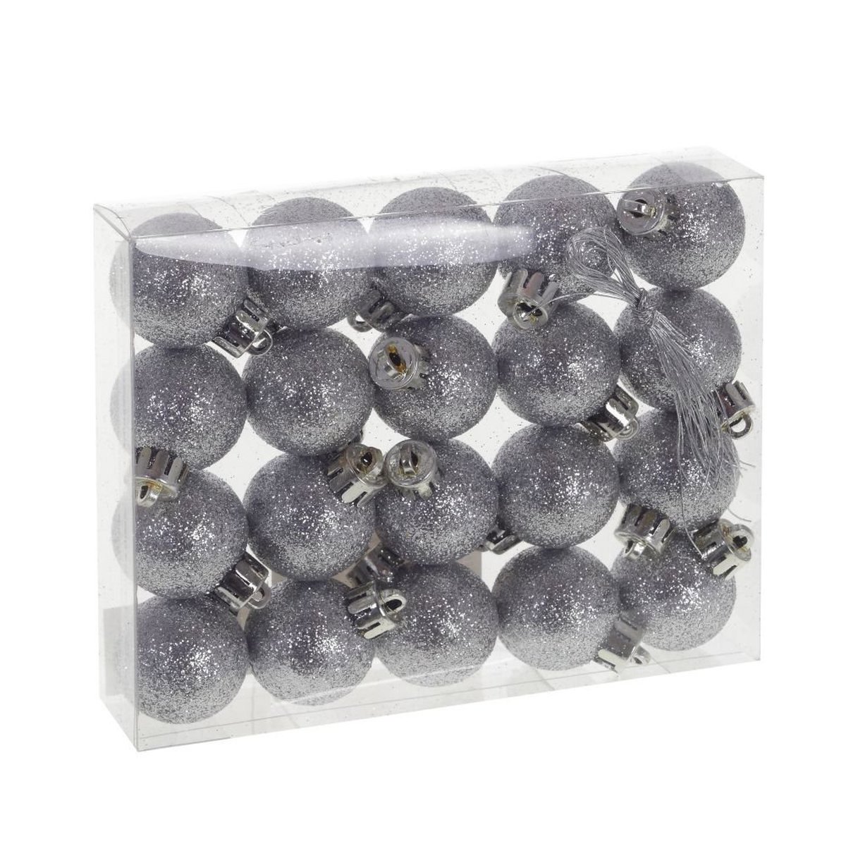 Изображение товара Новогодние серебряные елочные шары набор 20 шт диаметр 3 см глиттер ПВХ