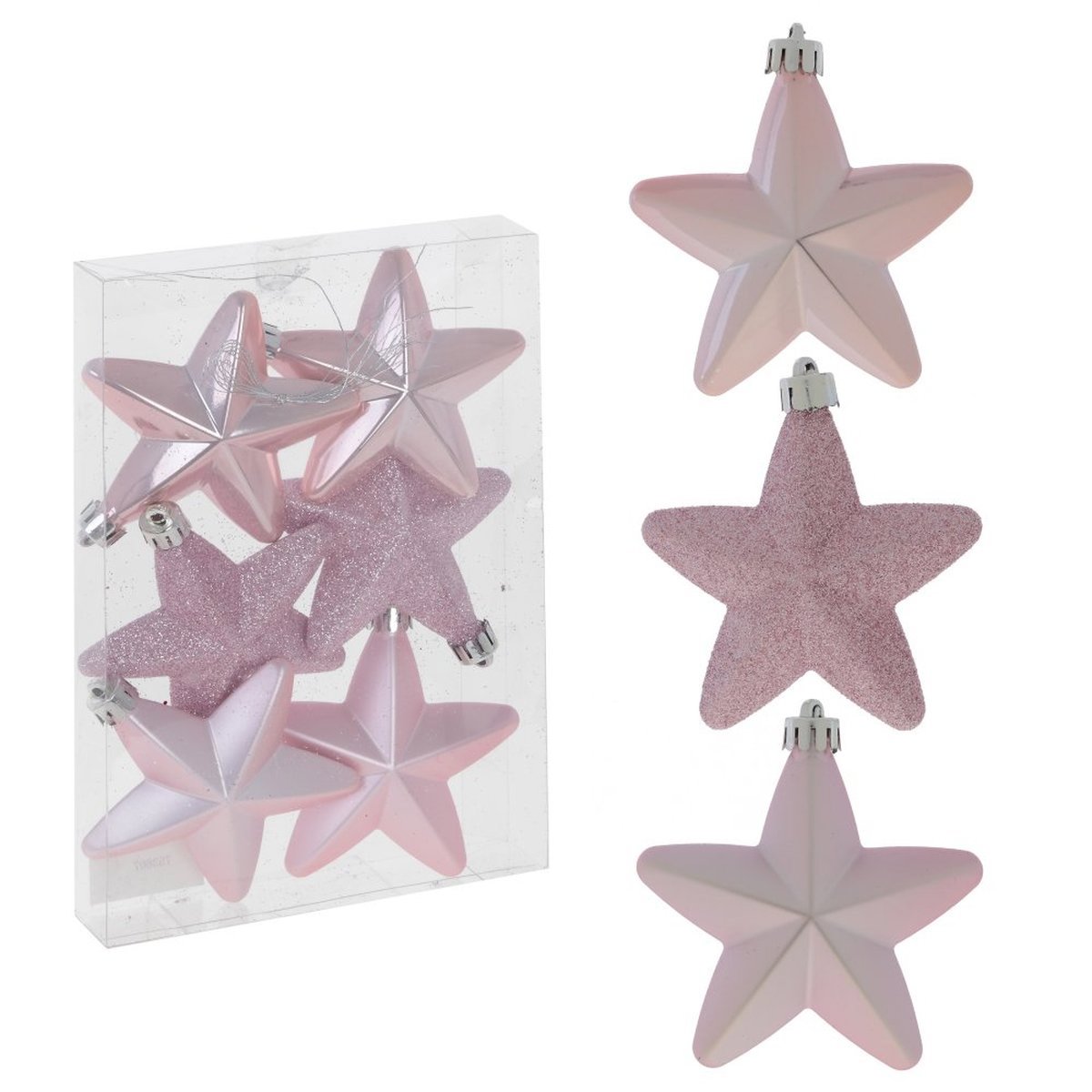 Изображение товара Украшение новогоднее Звезда 753607 ПВХ 2.5x18.5 см розовое 6 шт