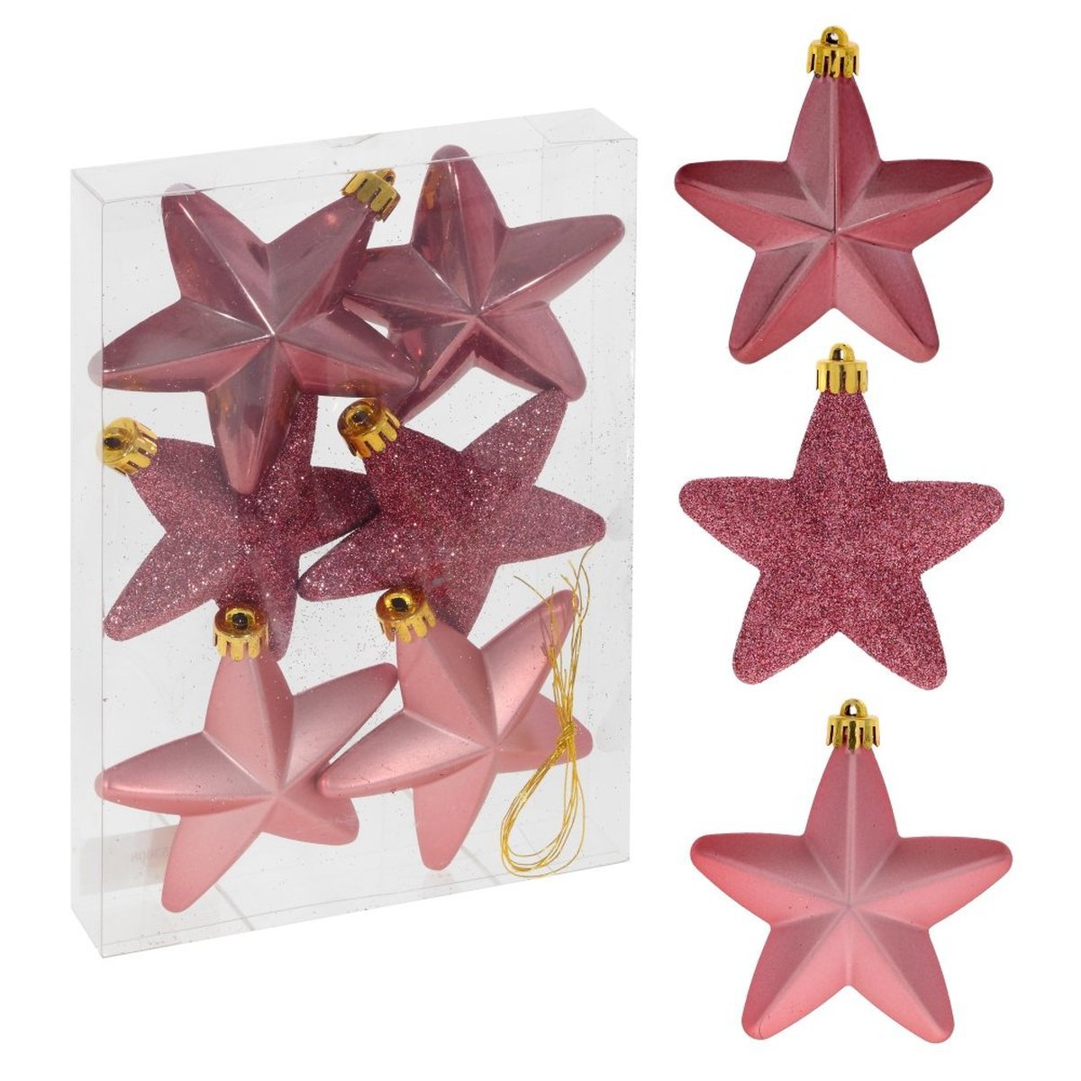 Изображение товара Украшение новогоднее Звезды 753608 ПВХ 2.5x18.5 см розовое 6 шт
