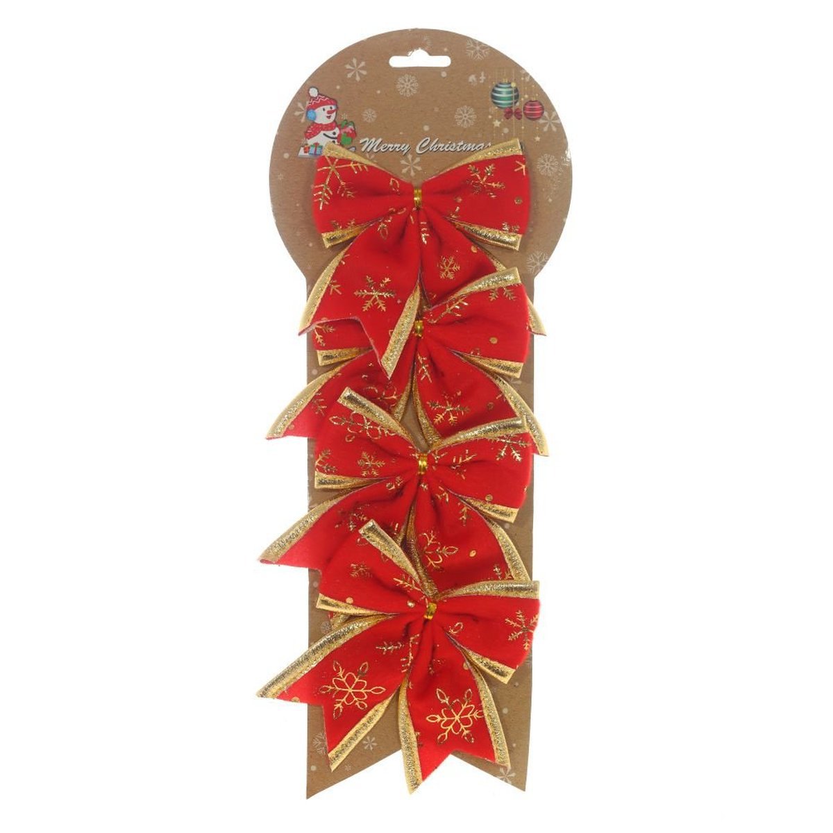 Изображение товара Декоративный праздничный бант из ПВХ 1x9 см Красный набор 4 шт