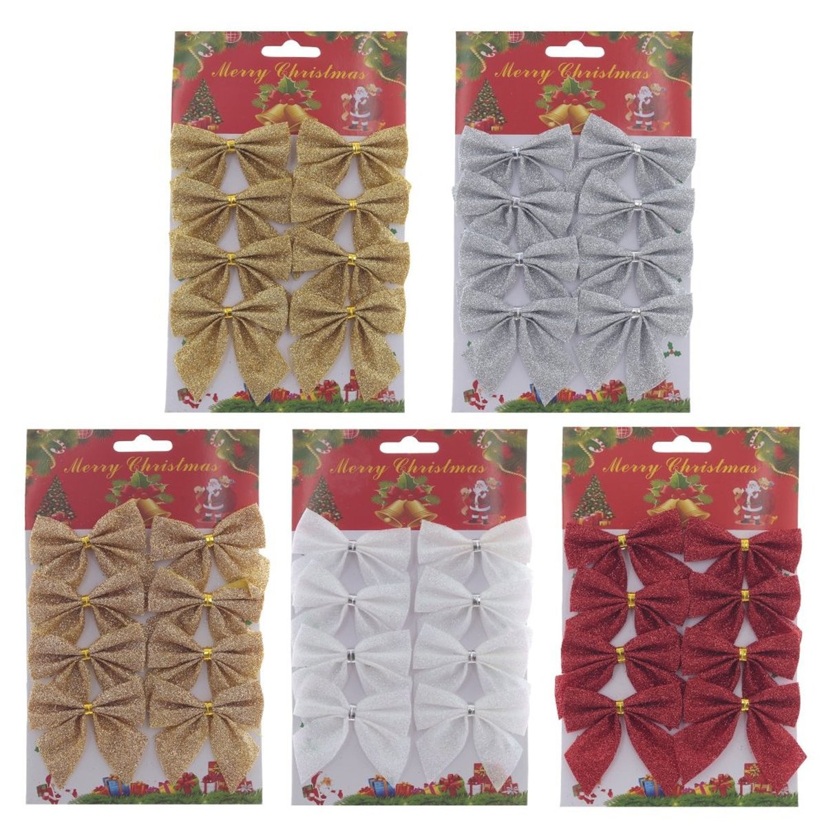 Изображение товара Новогоднее украшение Бант из ПВХ 20 см 8 шт разноцветное