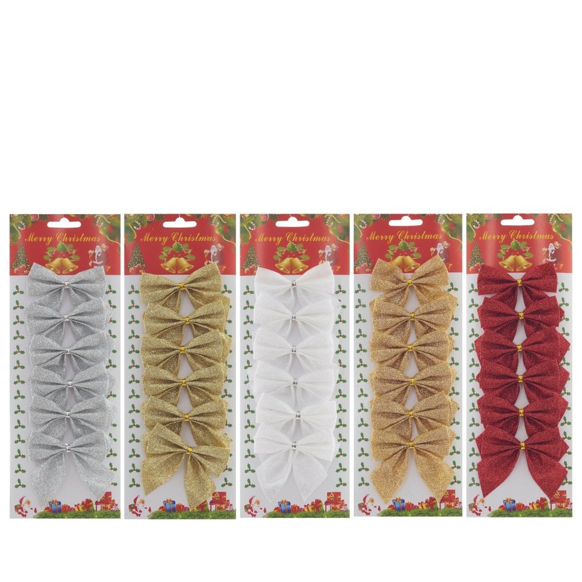 Изображение товара Декоративные новогодние банты из ПВХ 2x29 см 6 шт разноцветные